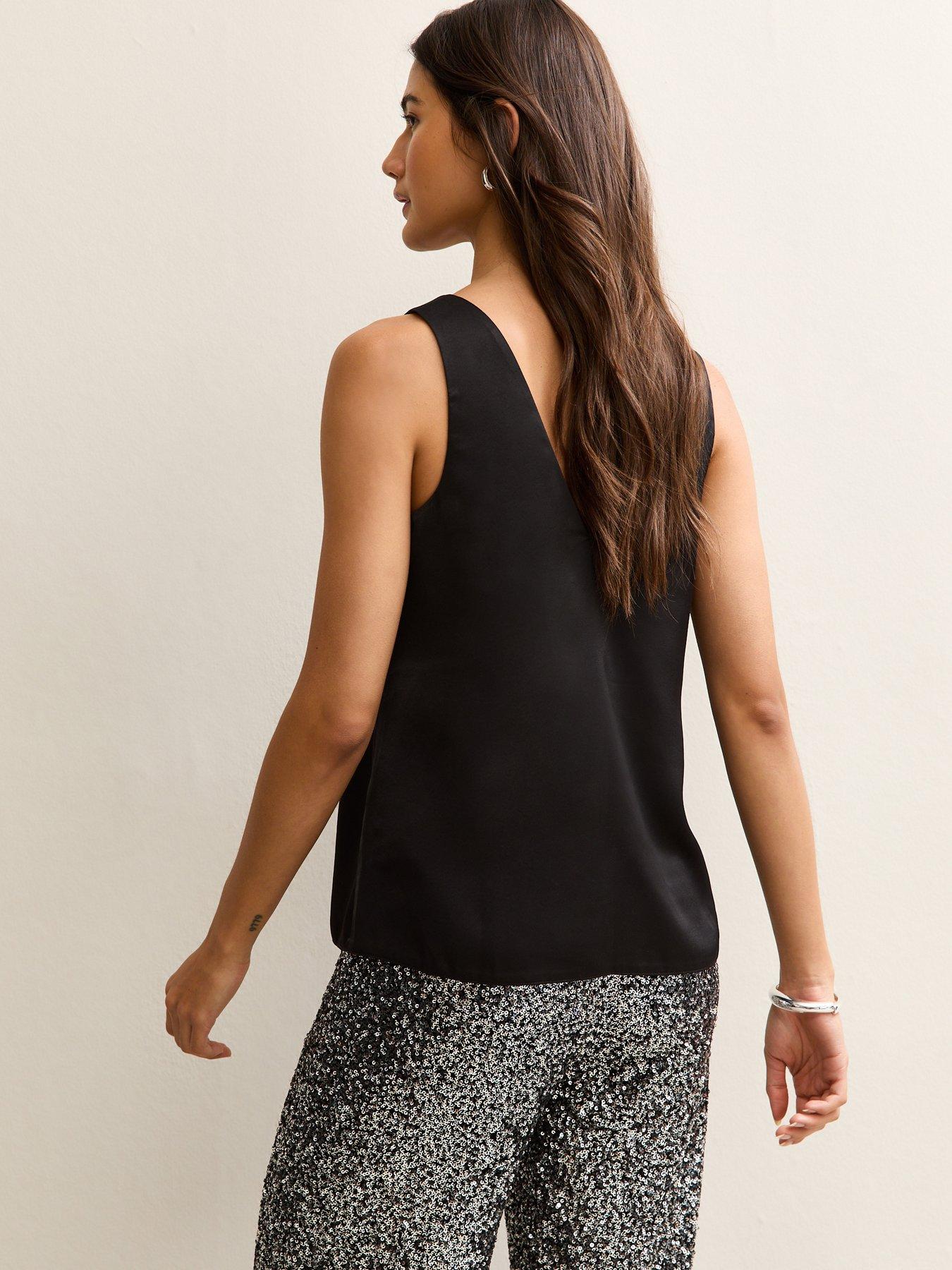 new-look-black-satin-v-neck-topstillFront