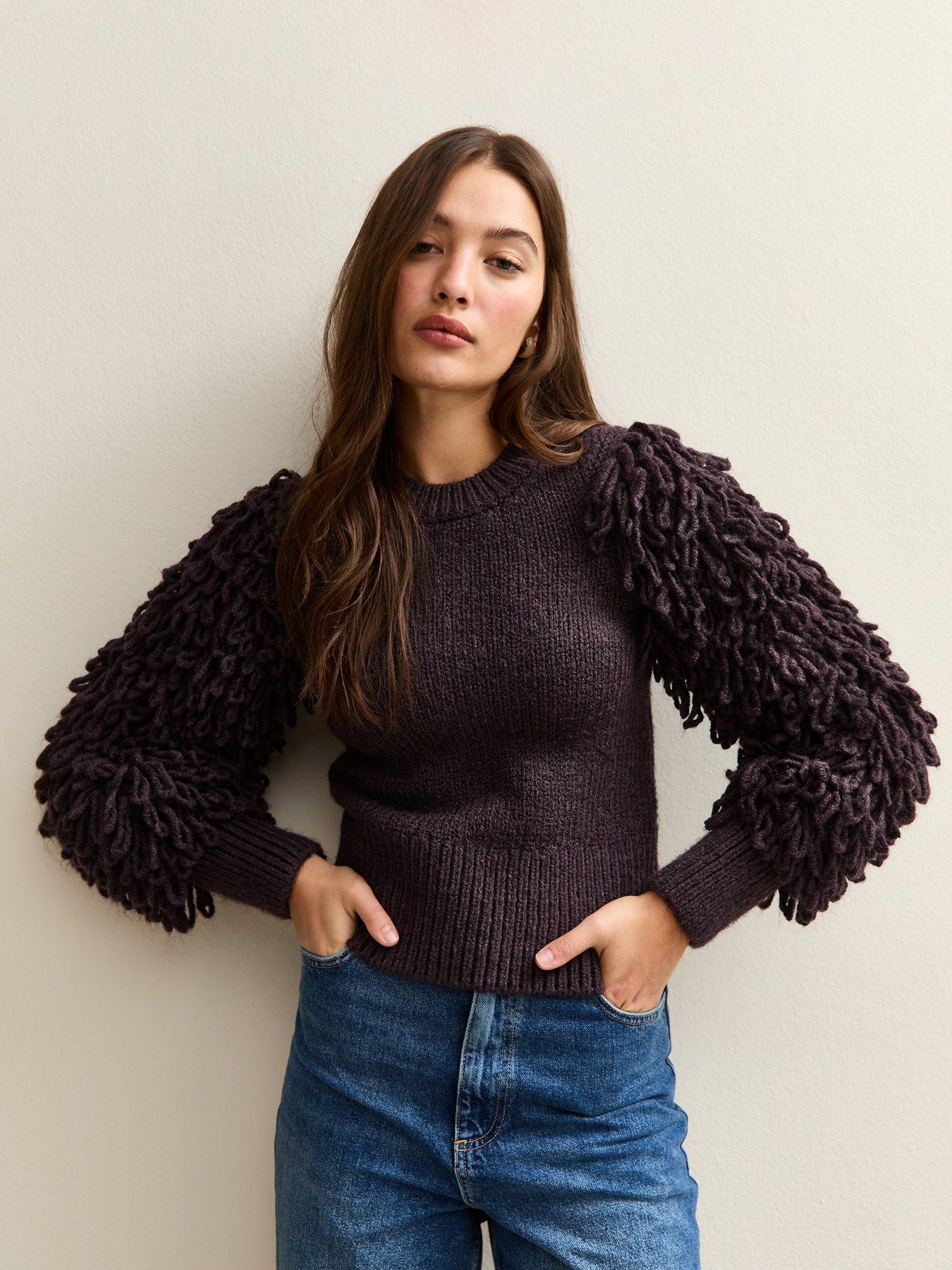 new-look-dark-purple-looped-sleeve-jumper