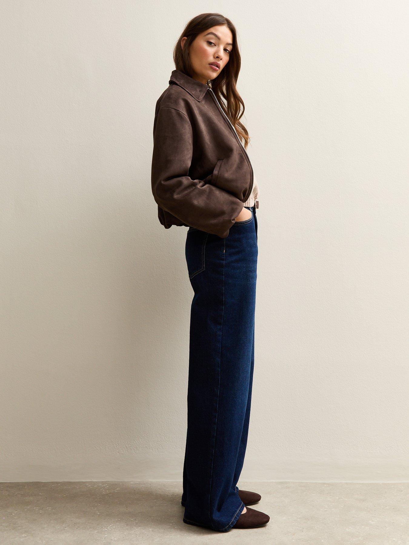 Image 3 of 5 of New Look Brown Faux Suede Bubblehem Bomber Jacket
