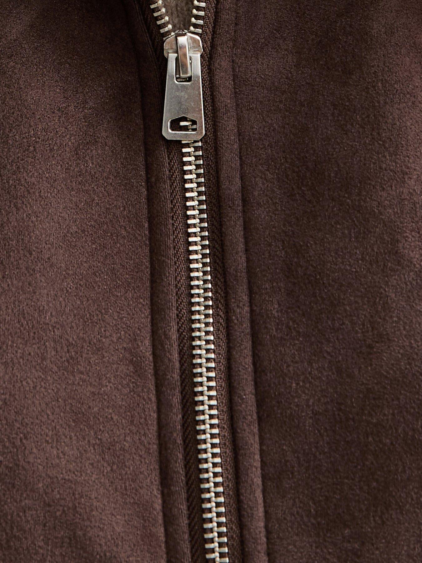 Image 5 of 5 of New Look Brown Faux Suede Bubblehem Bomber Jacket