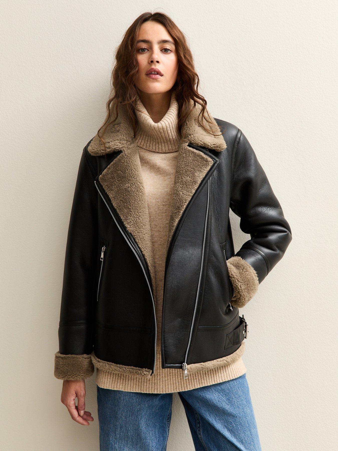 new-look-faux-fur-trim-aviator-jacket-black