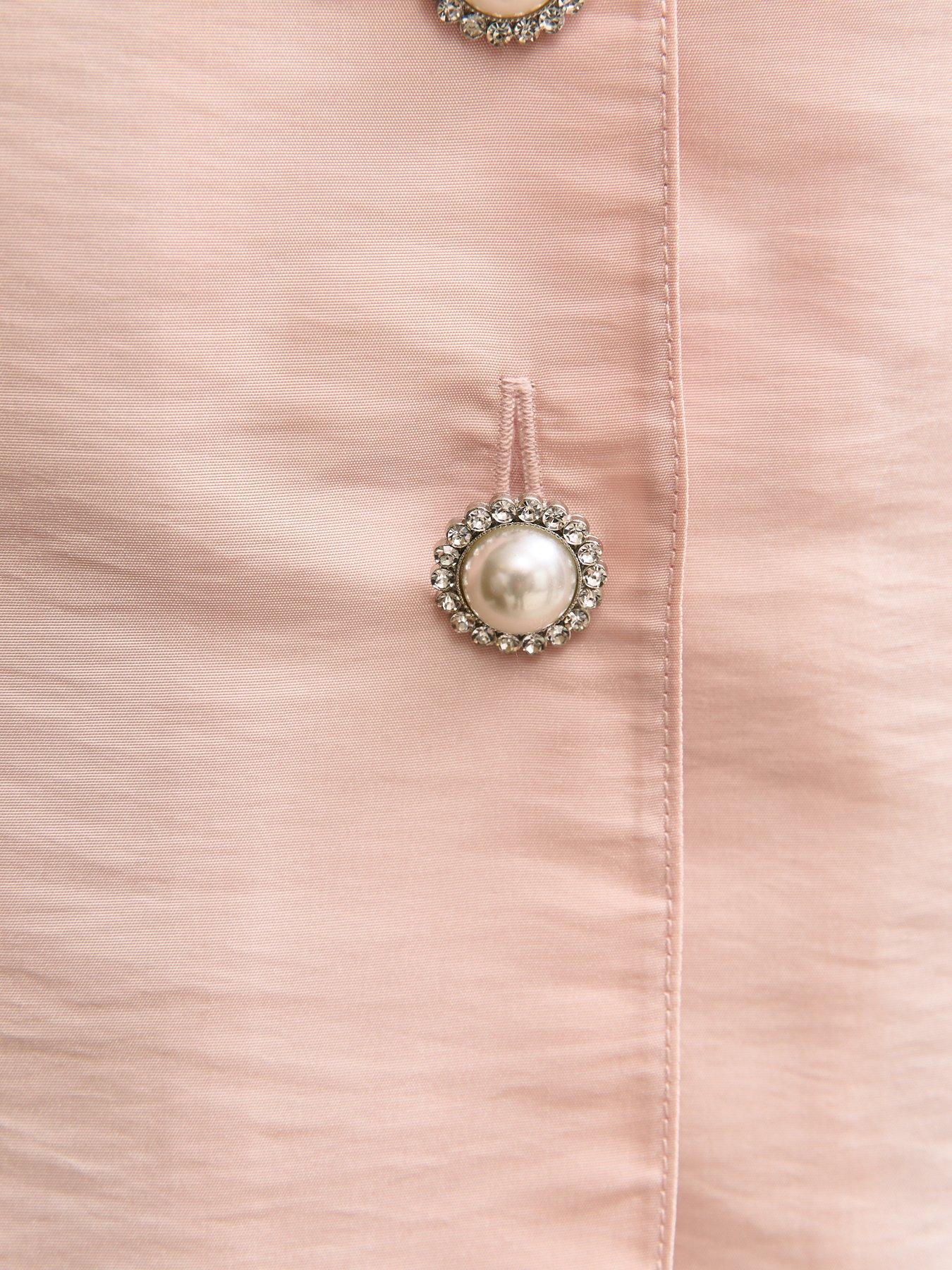 Image 5 of 5 of New Look Pale Pink Taffeta Puff Sleeve Top