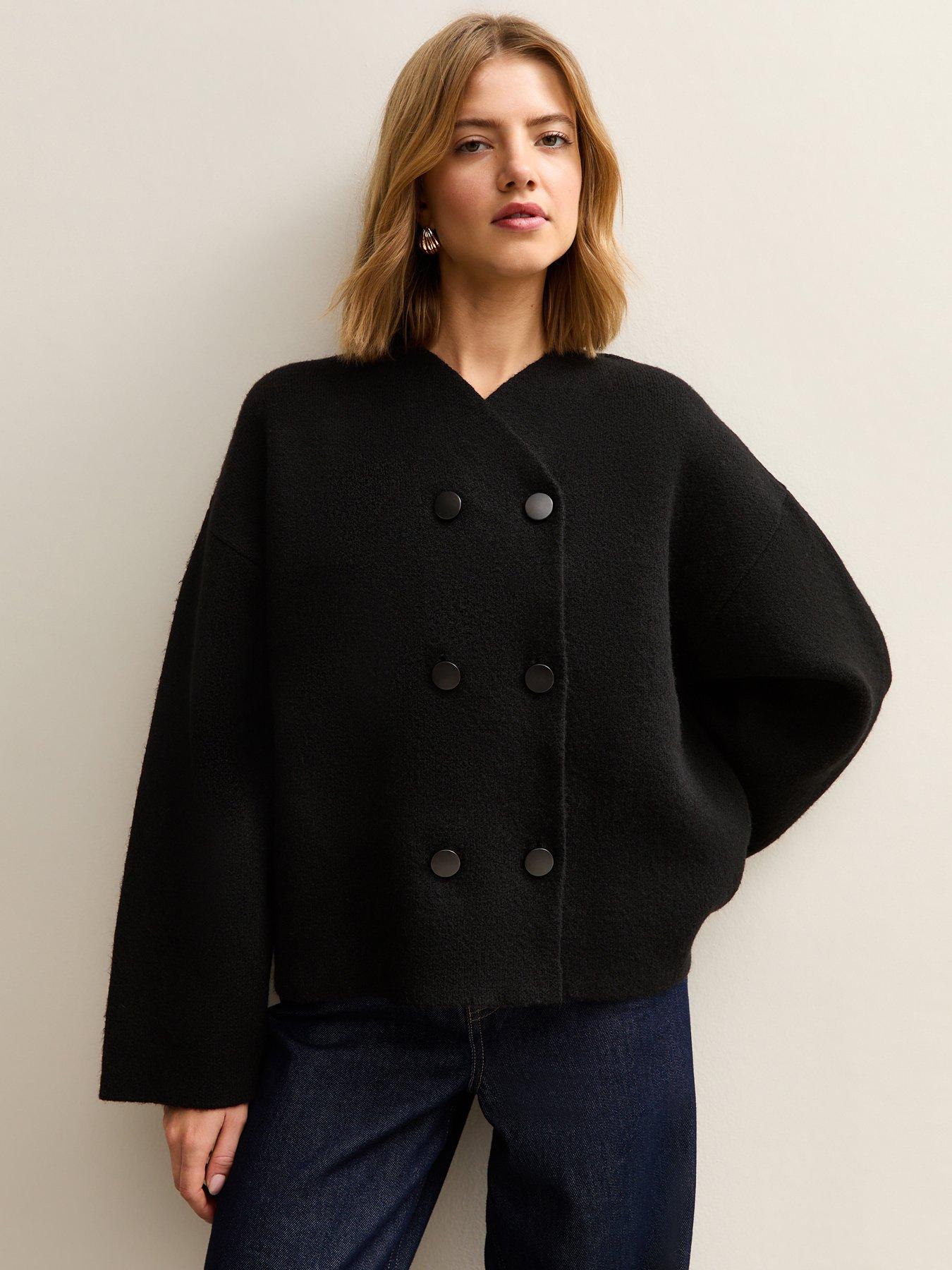 new-look-black-double-breasted-button-front-cardigan
