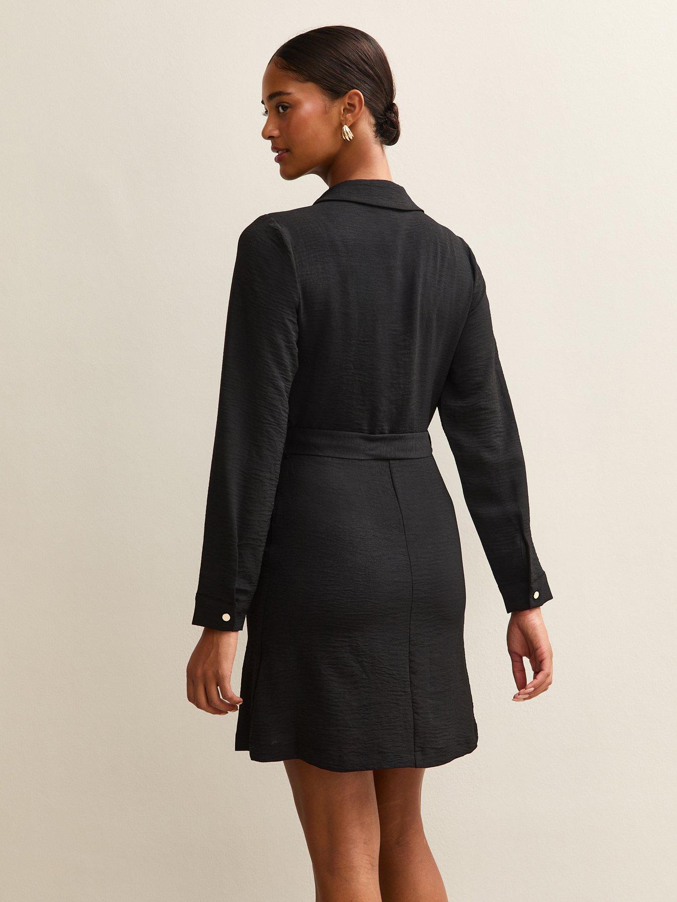 new-look-belted-button-through-mini-shirt-dress-blackstillFront