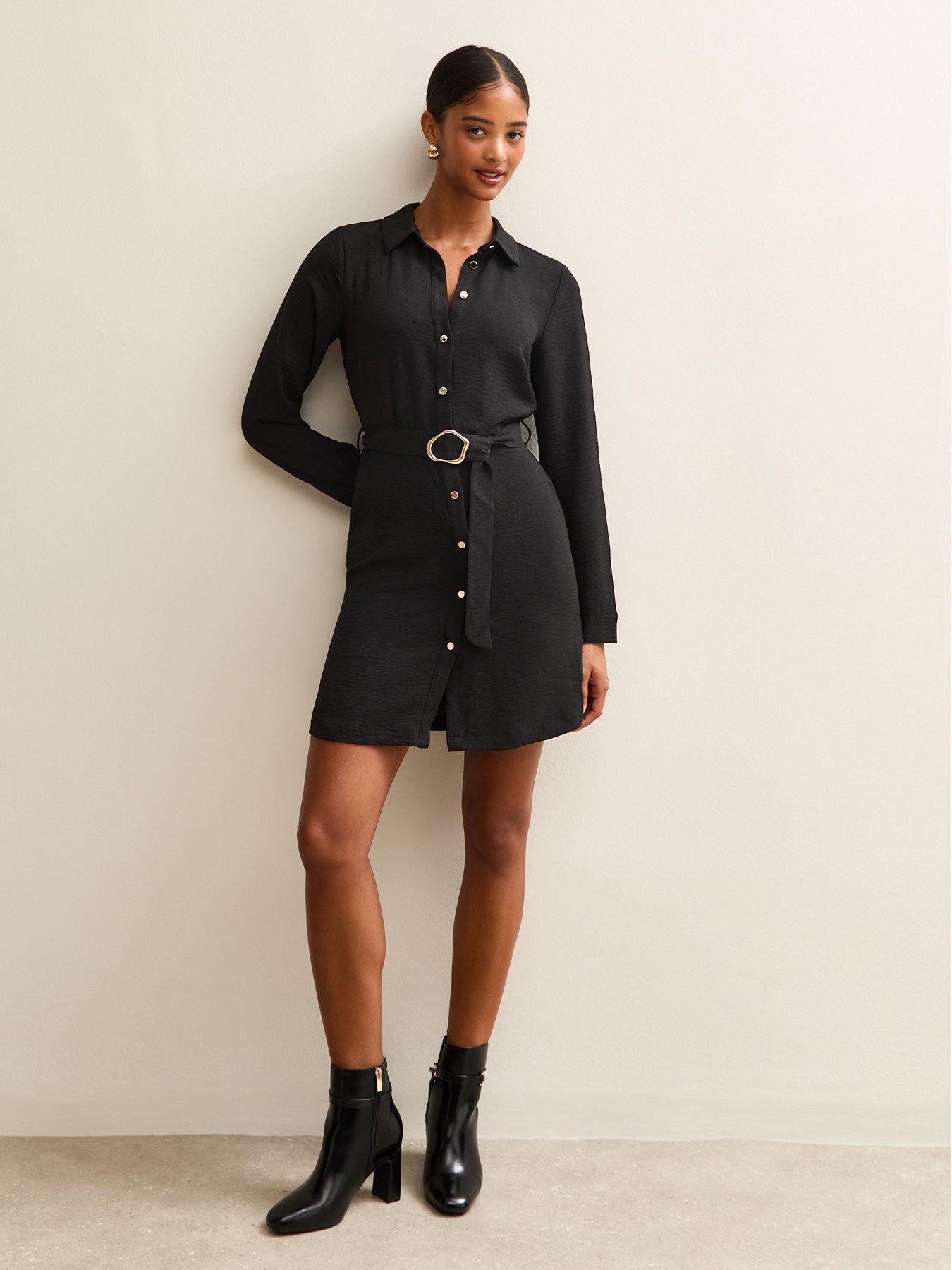 new-look-belted-button-through-mini-shirt-dress-blackback