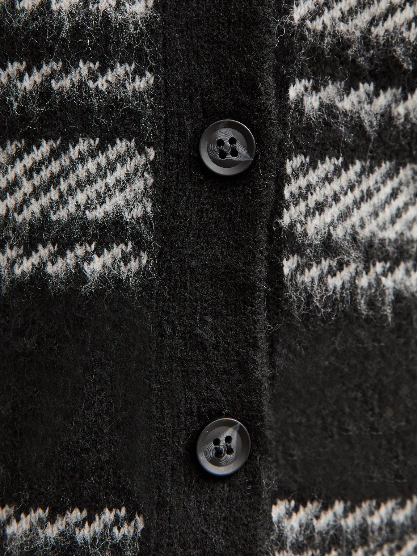 new-look-black-brushed-check-crew-neck-cardigandetail