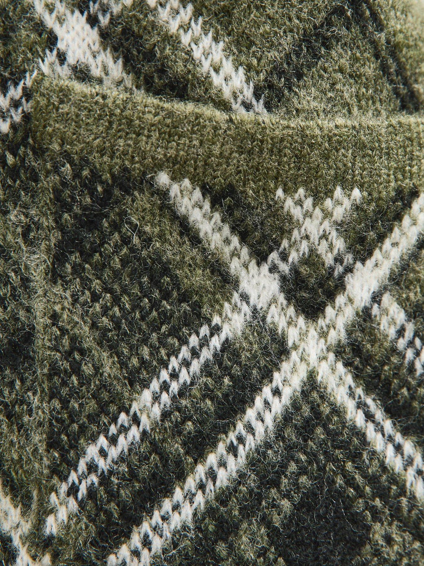 new-look-diagonal-check-double-pocket-cardigan-greendetail