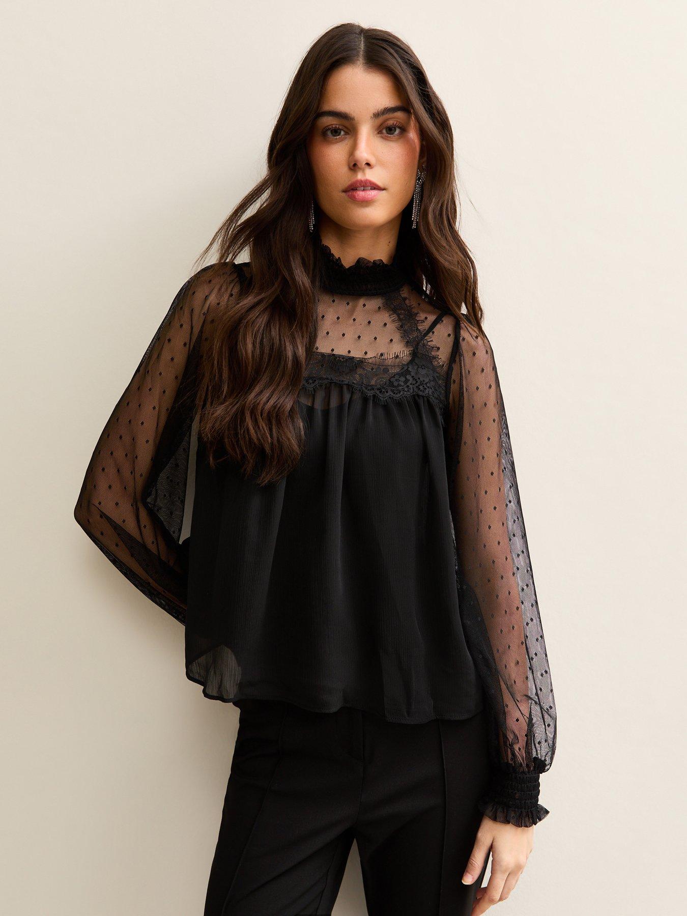 new-look-dobby-mesh-high-neck-blouse-black