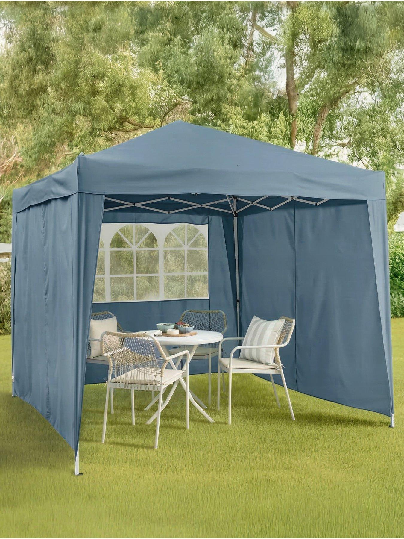 The Very Collection 2.5 X 2.5M Pop Up Gazebo With 3 Piece Side Panels  and window-blue
