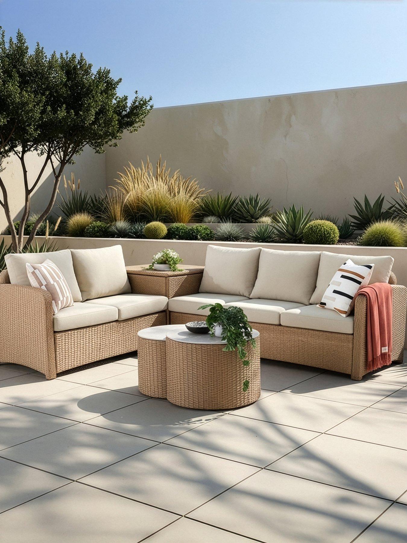 Image 1 of 7 of The Very Collection Cayman 5-Seater Corner Garden Sofa With Storage And Tables