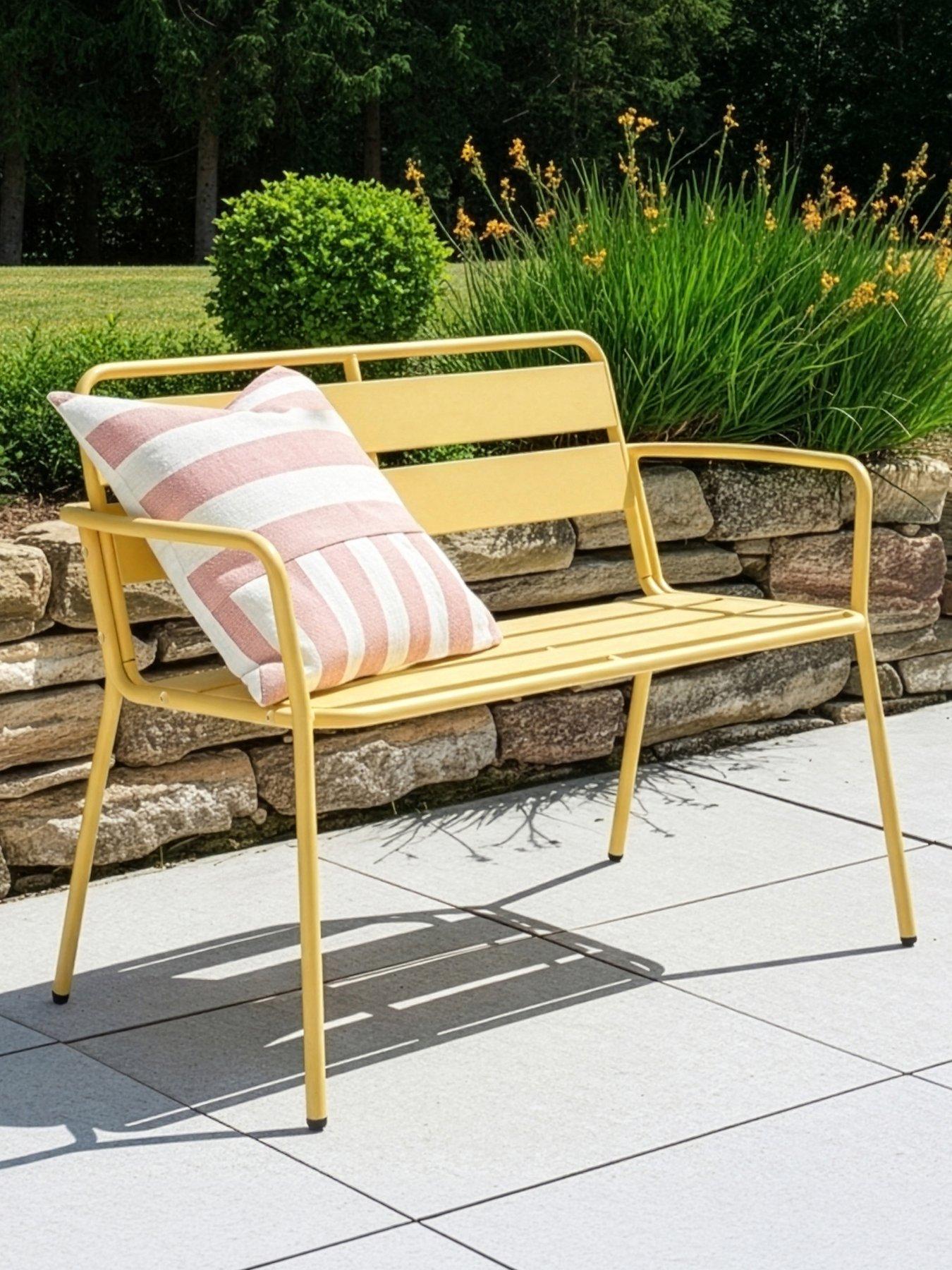 Image 1 of 6 of The Very Collection Metal Bench&nbsp;- Buttermilk