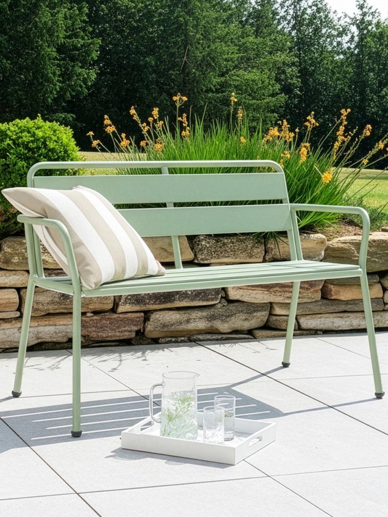 Image 1 of 7 of The Very Collection Metal Bench&nbsp;- Green