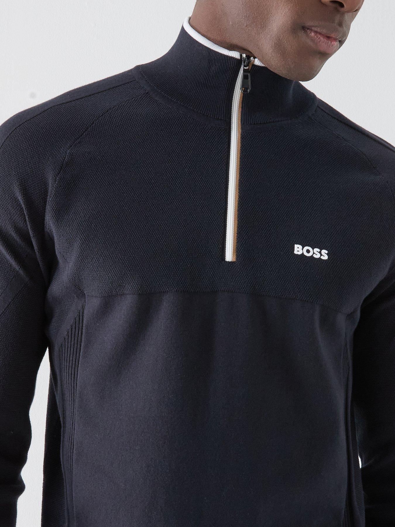 Image 4 of 6 of BOSS Mens Golf Hydro Quarter Zip - Navy