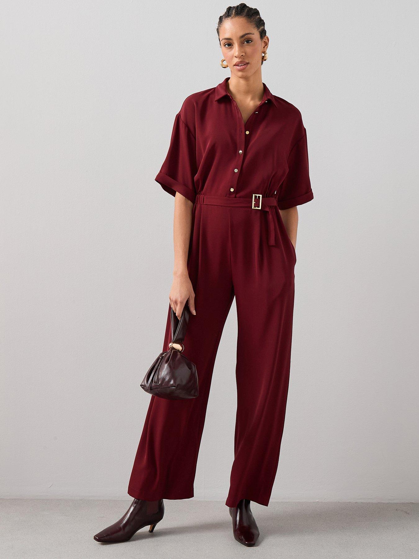 the-very-collection-belted-button-down-jumpsuit-dark-red