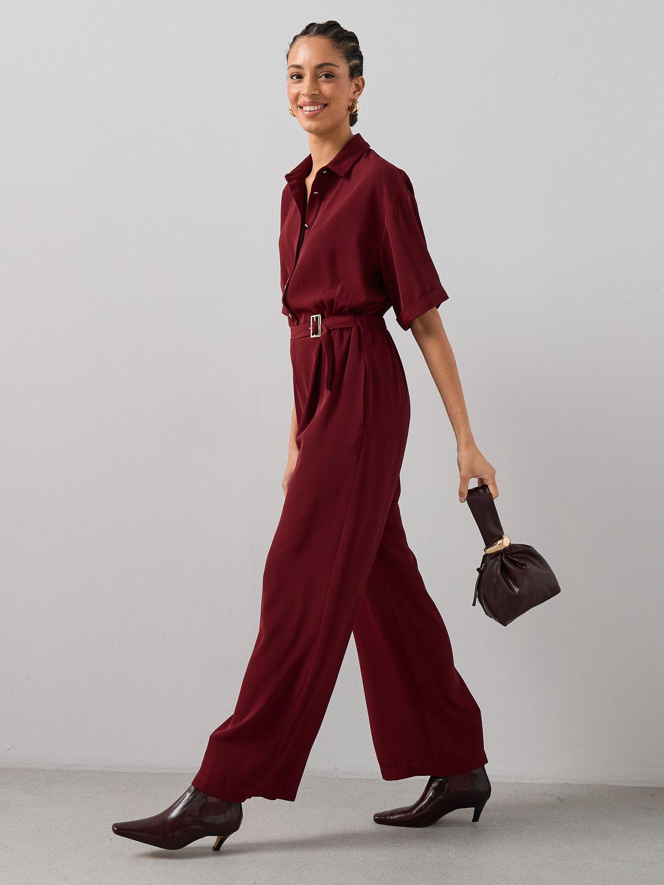 the-very-collection-belted-button-down-jumpsuit-dark-redback