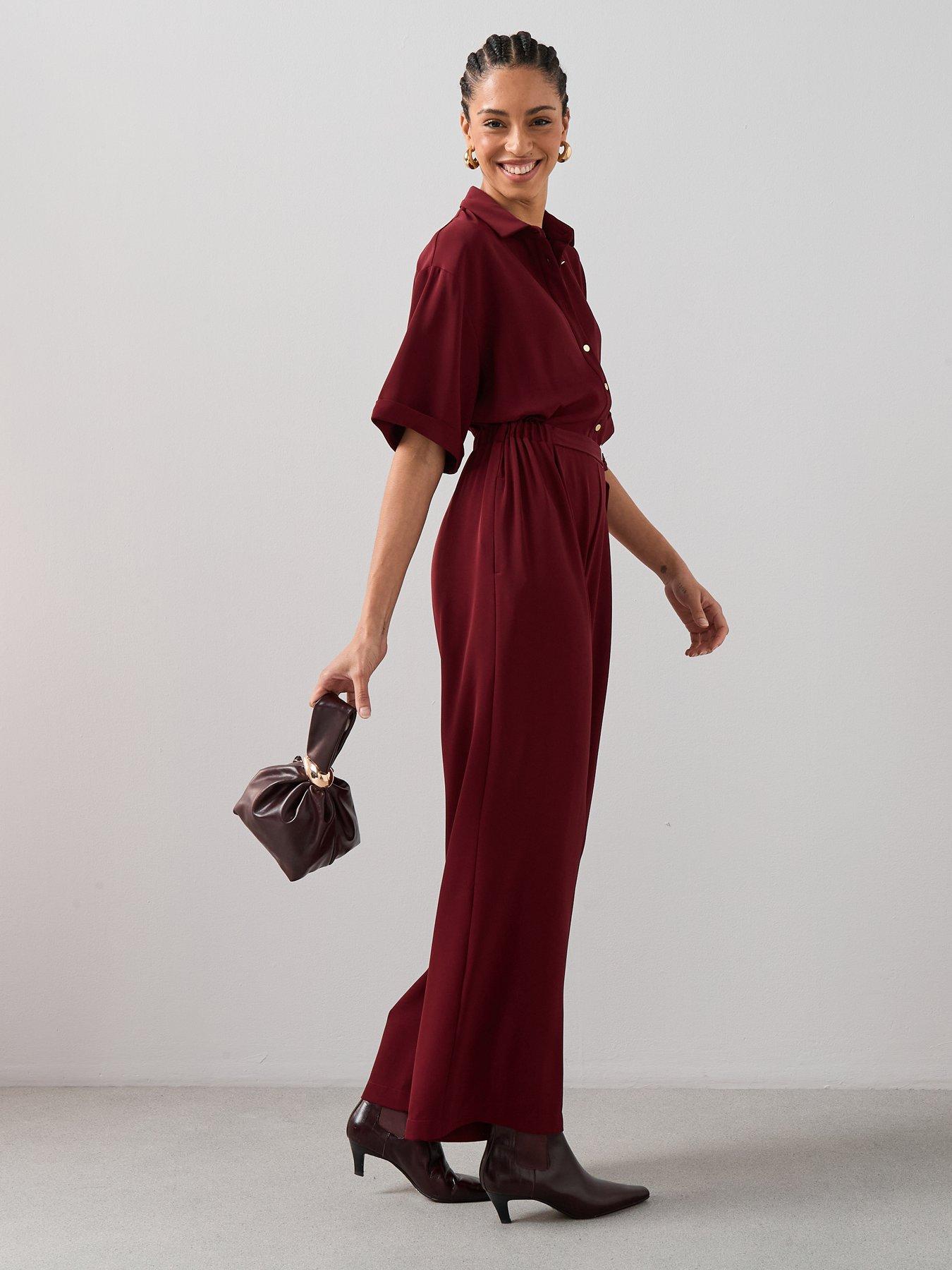 the-very-collection-belted-button-down-jumpsuit-dark-redoutfit