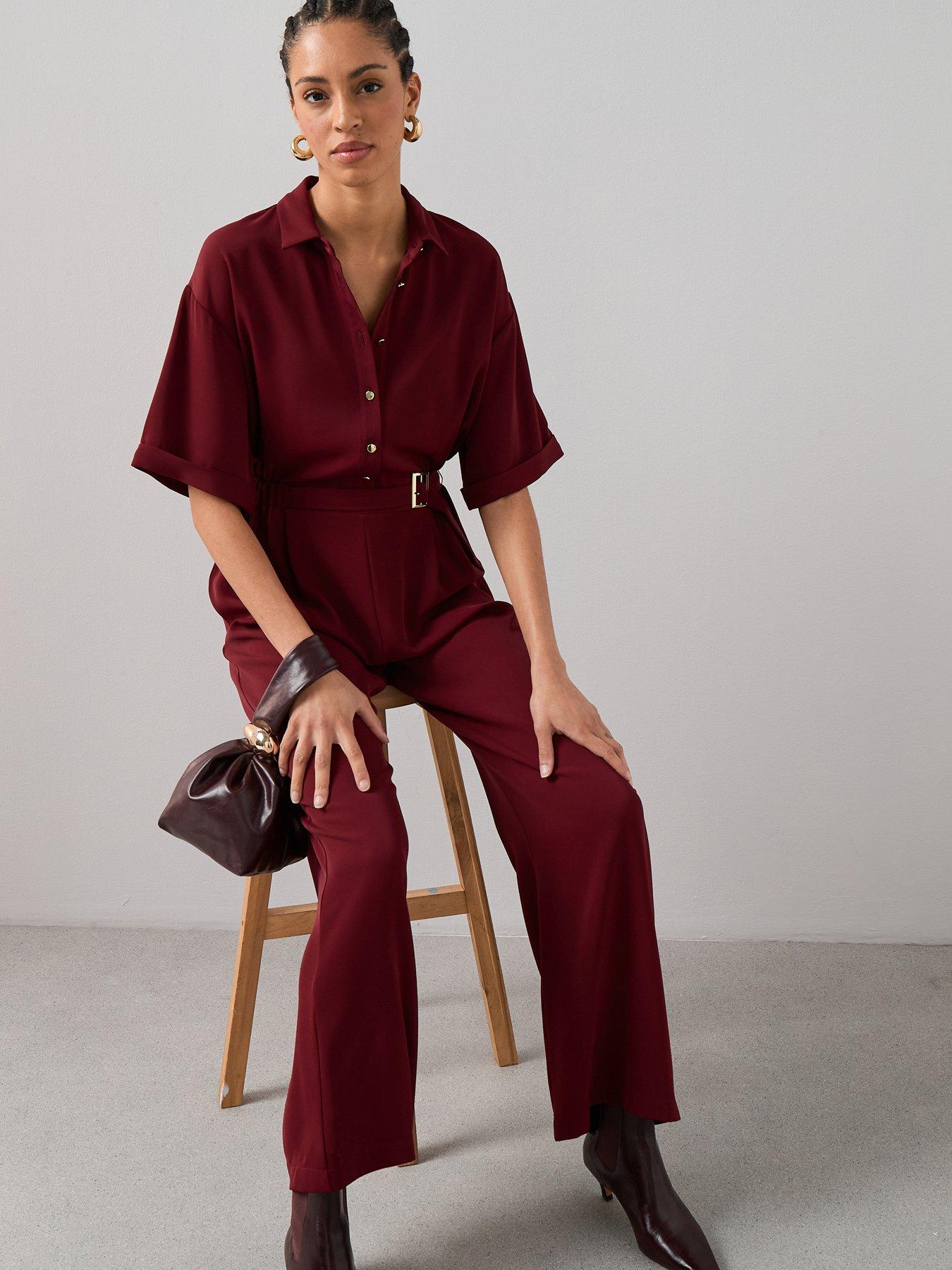 the-very-collection-belted-button-down-jumpsuit-dark-reddetail