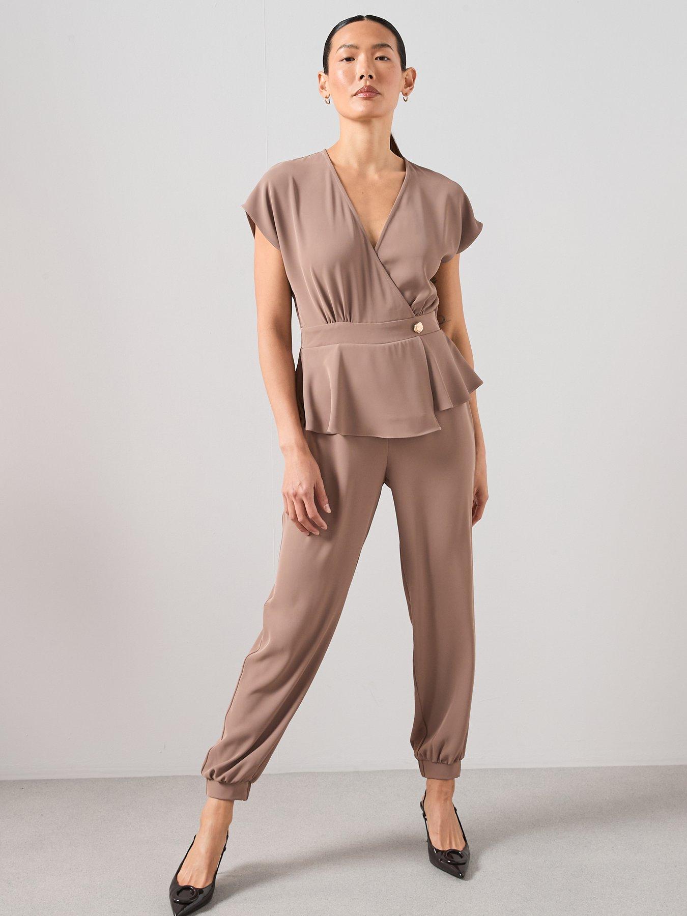 The Very Collection Wrap Belted Jumpsuit - Mocha
