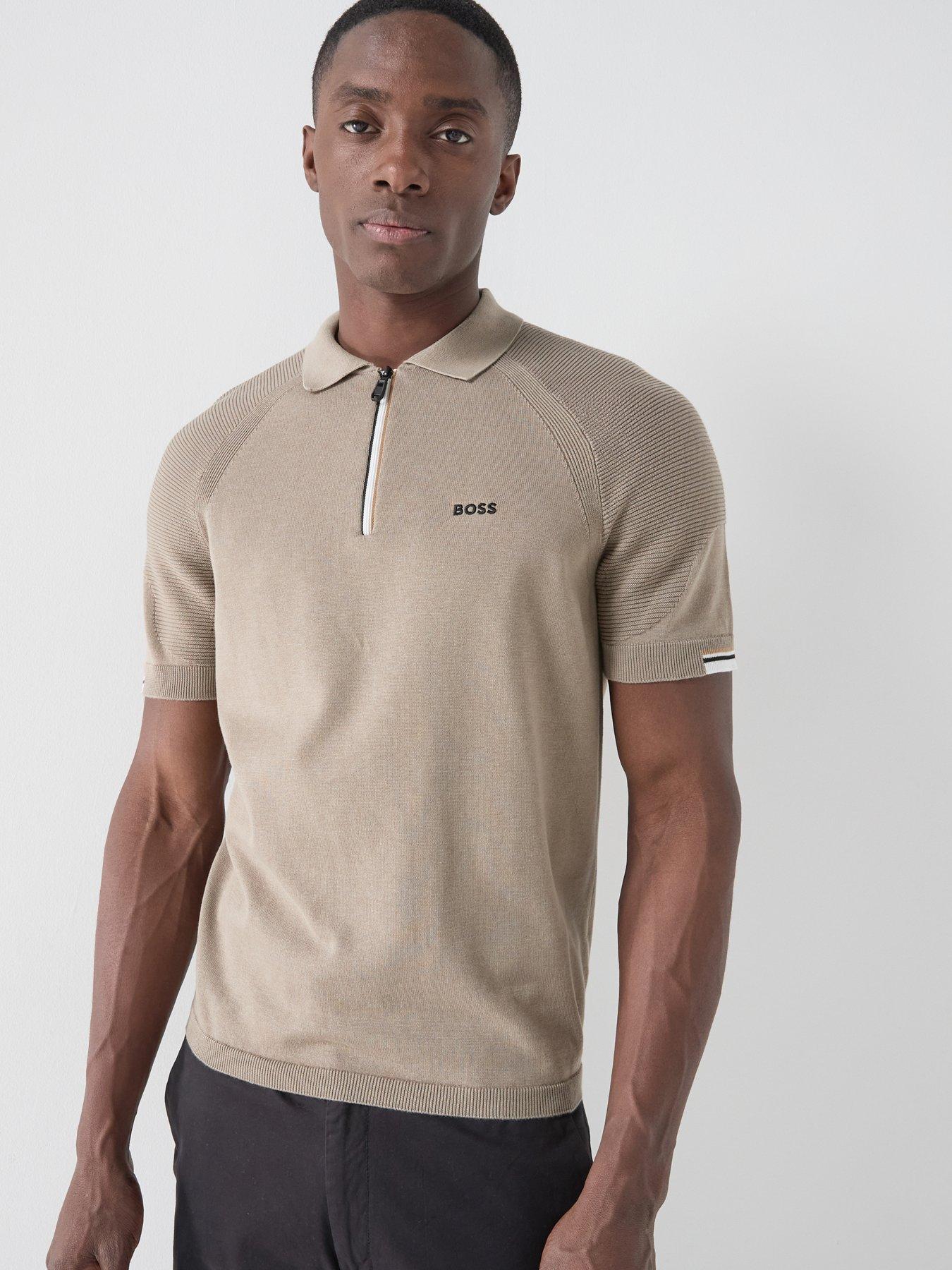 Image 1 of 5 of BOSS Mens Golf Perform Knitted Polo Shirt - Light Pastel Green