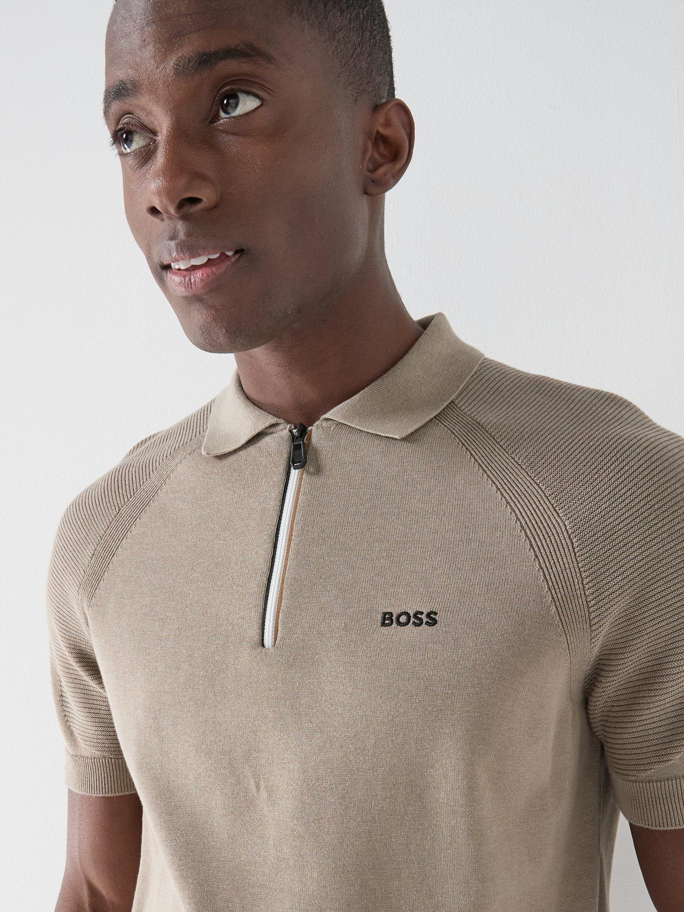 Image 4 of 5 of BOSS Mens Golf Perform Knitted Polo Shirt - Light Pastel Green