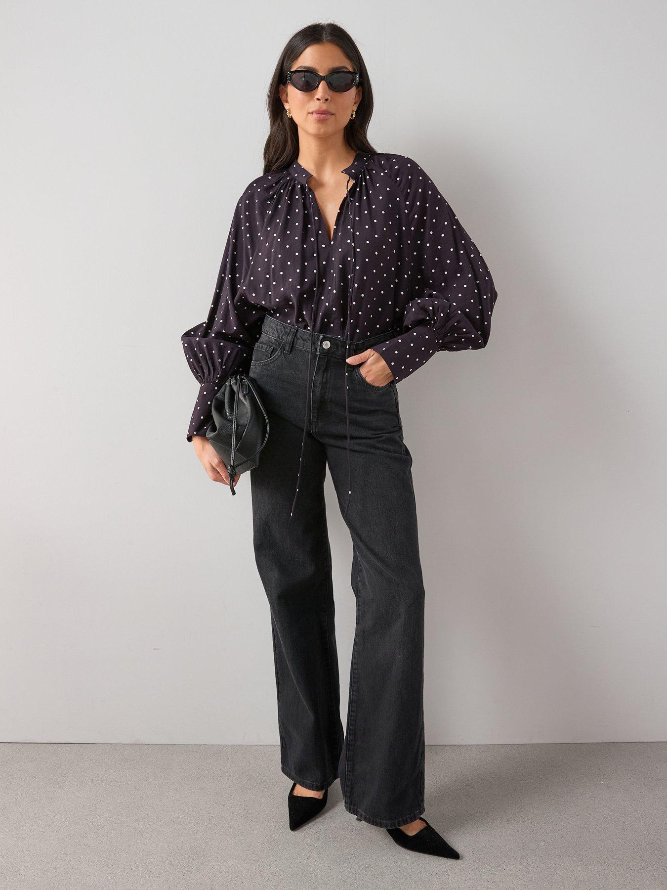 the-very-collection-v-neck-polka-dot-floaty-blouse-dark-plumfront