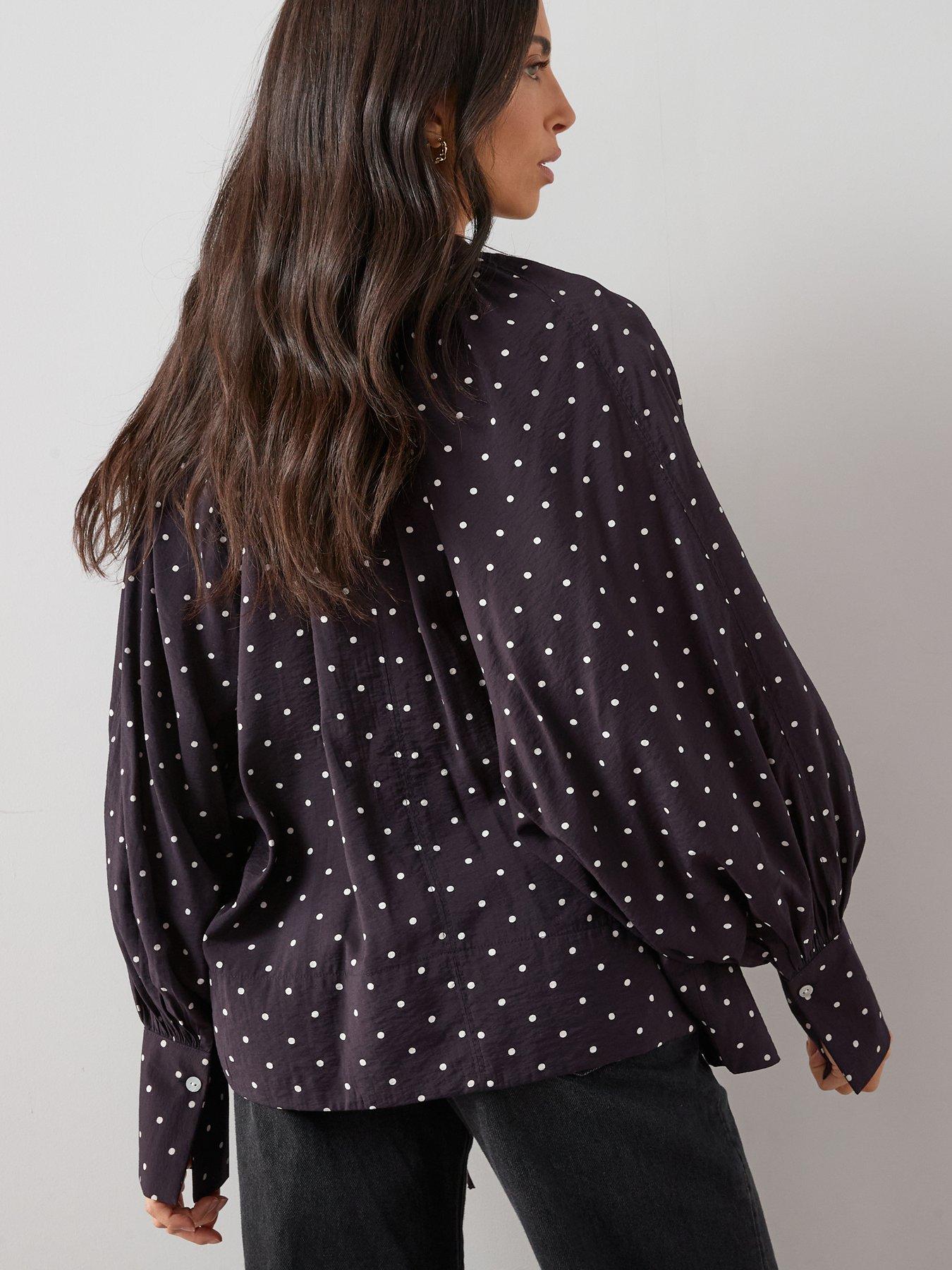 the-very-collection-v-neck-polka-dot-floaty-blouse-dark-plumstillFront