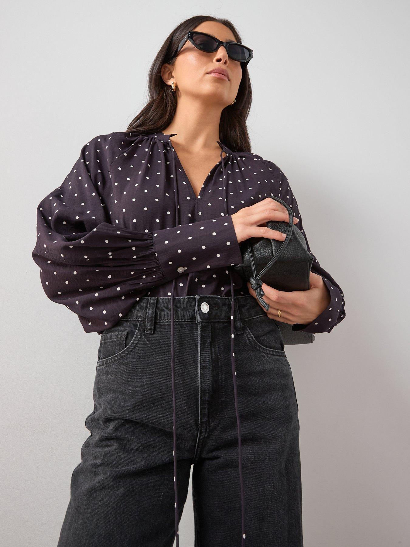 the-very-collection-v-neck-polka-dot-floaty-blouse-dark-plumoutfit