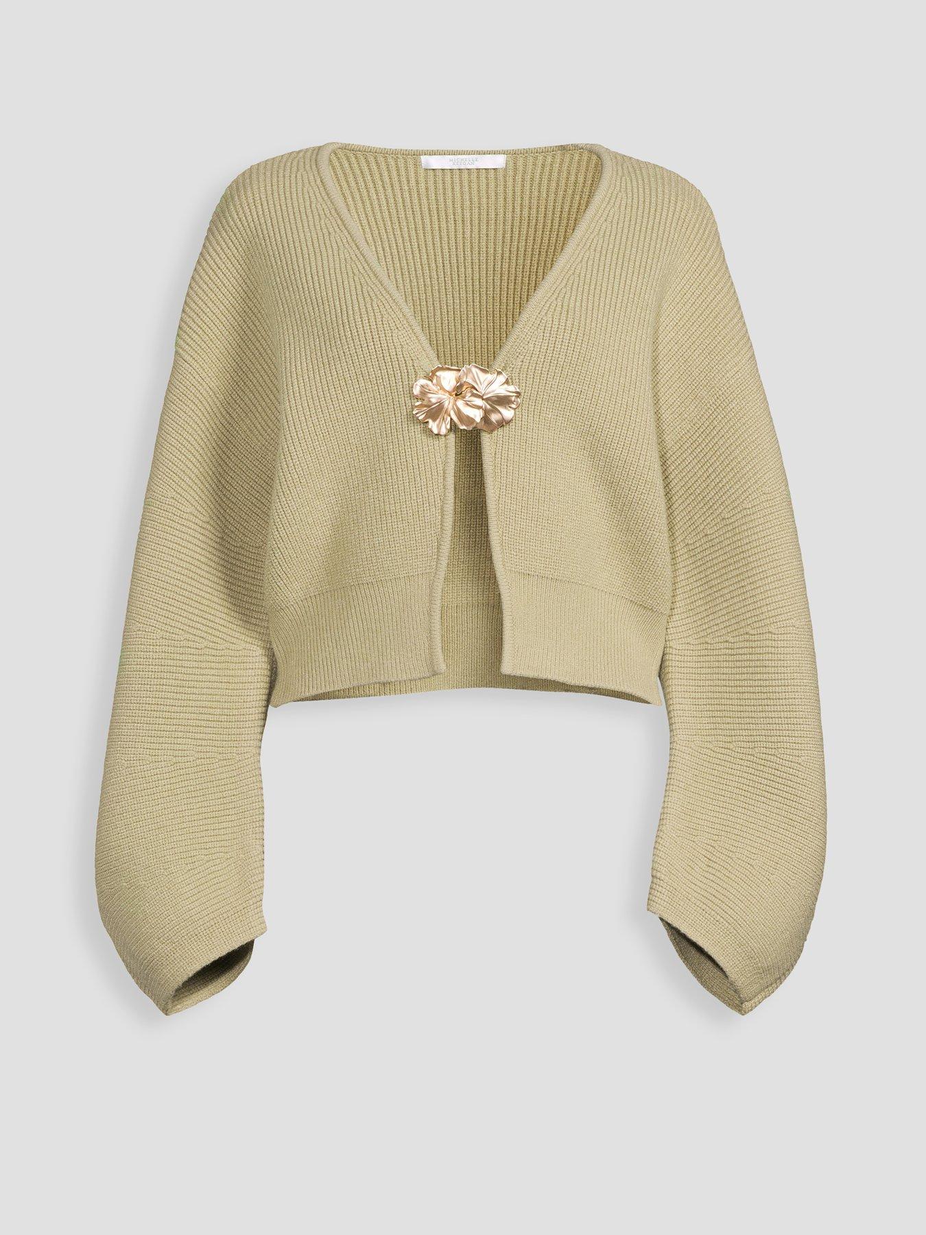 Image 4 of 4 of Michelle Keegan Batwing Cardigan With Gold Hardware - Olive