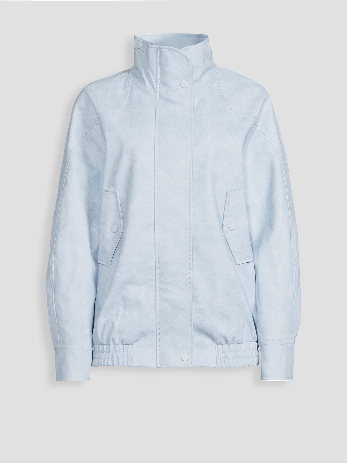 Image 5 of 5 of Michelle Keegan Faux Leather Funnel Neck Jacket - Blue