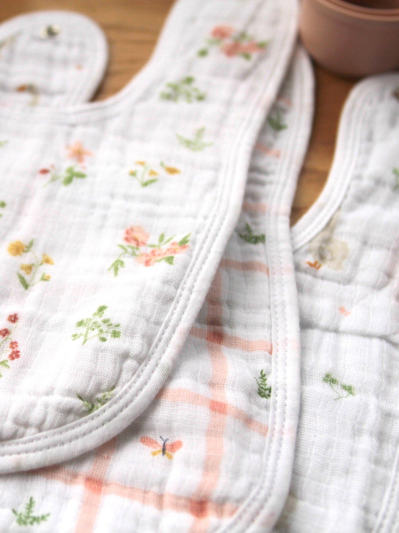 Image 3 of 4 of aden + anais Essentials 3-Pack Cotton Muslin Baby Snap Bibs - Country Floral