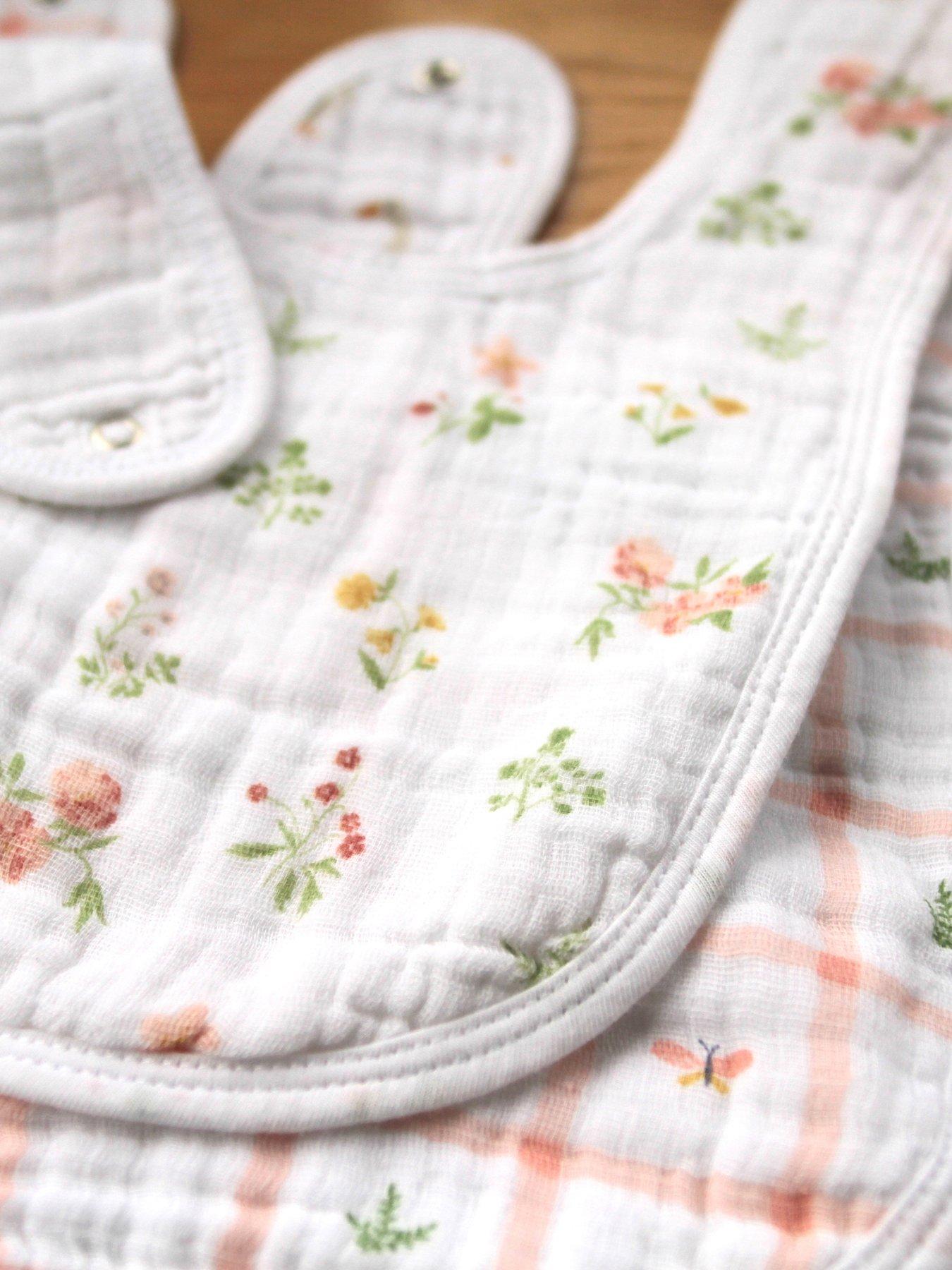 Image 4 of 4 of aden + anais Essentials 3-Pack Cotton Muslin Baby Snap Bibs - Country Floral