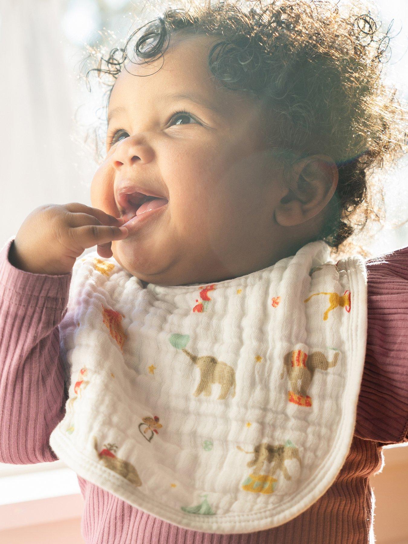 Image 1 of 4 of aden + anais Essentials 3-Pack Cotton Muslin Baby Snap Bibs - Elephant Circus