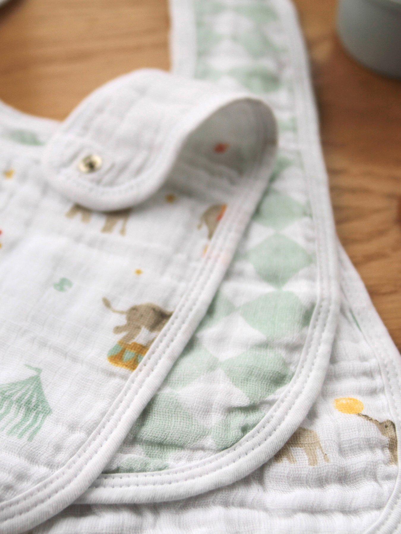 Image 4 of 4 of aden + anais Essentials 3-Pack Cotton Muslin Baby Snap Bibs - Elephant Circus