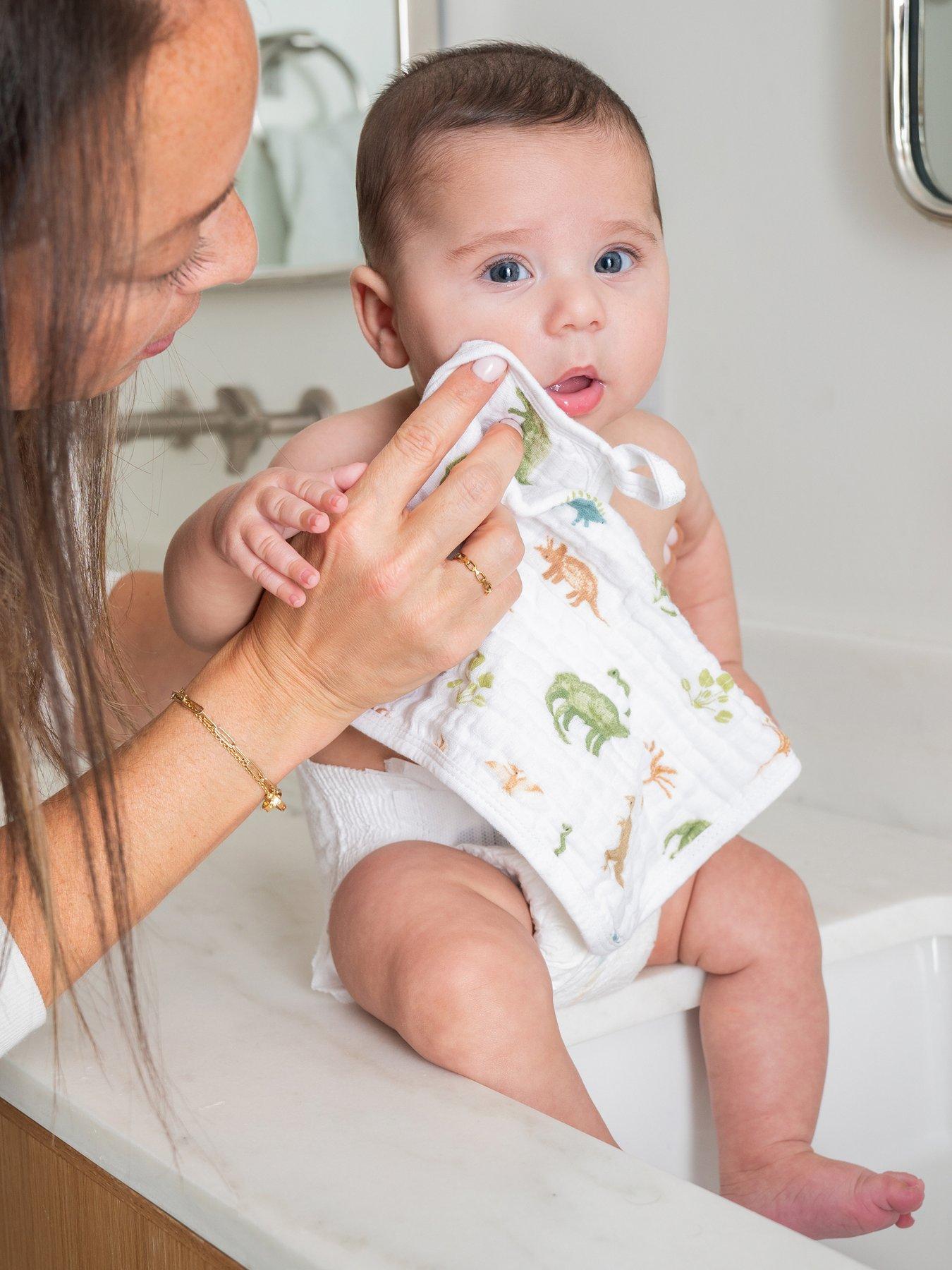 Image 1 of 3 of aden + anais Essentials 3-Pack Cotton Muslin Washcloth Set - Dino Jungle