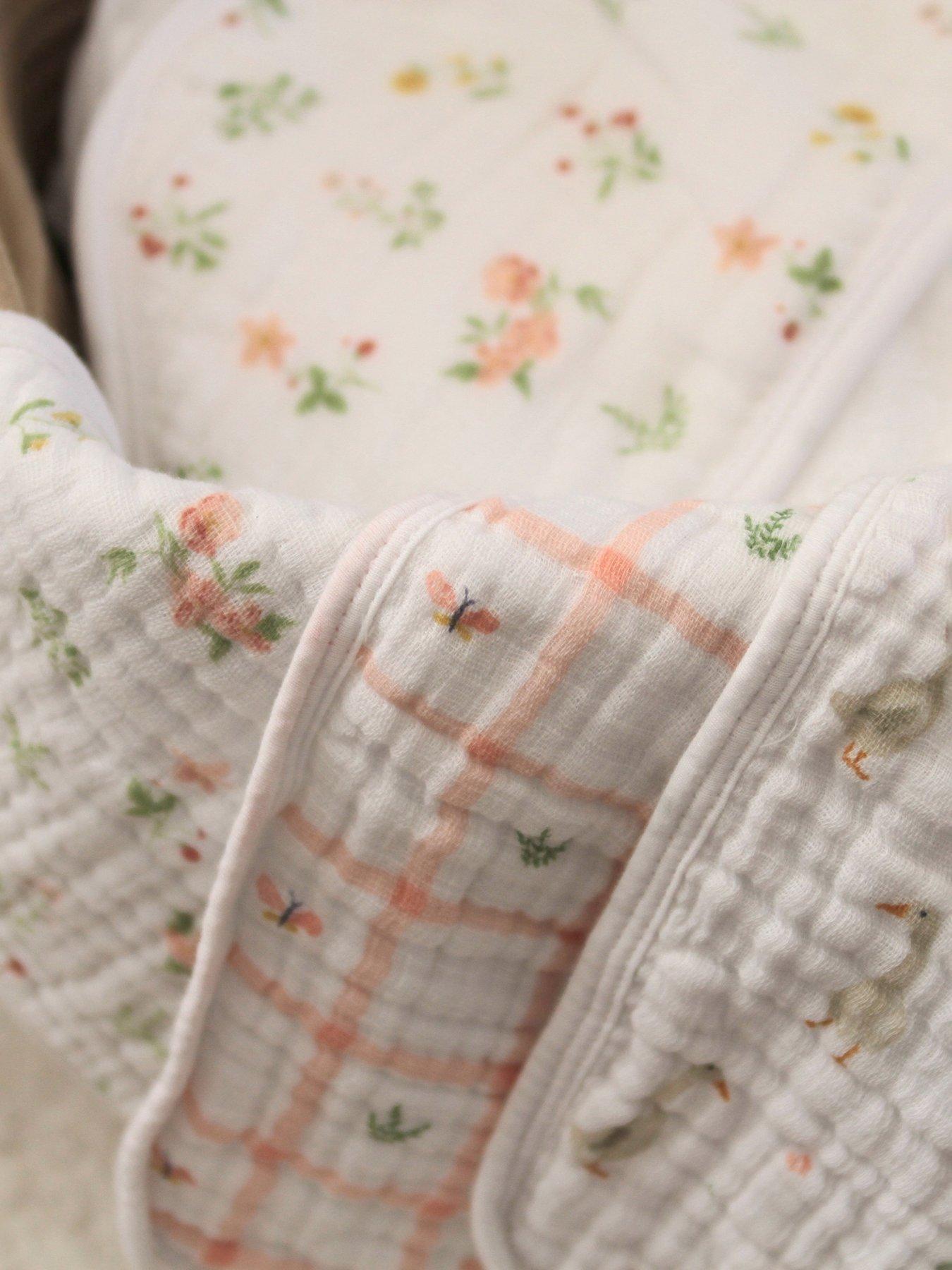 aden + anais Essentials 3-Pack Cotton Muslin Washcloth Set - Country Floral