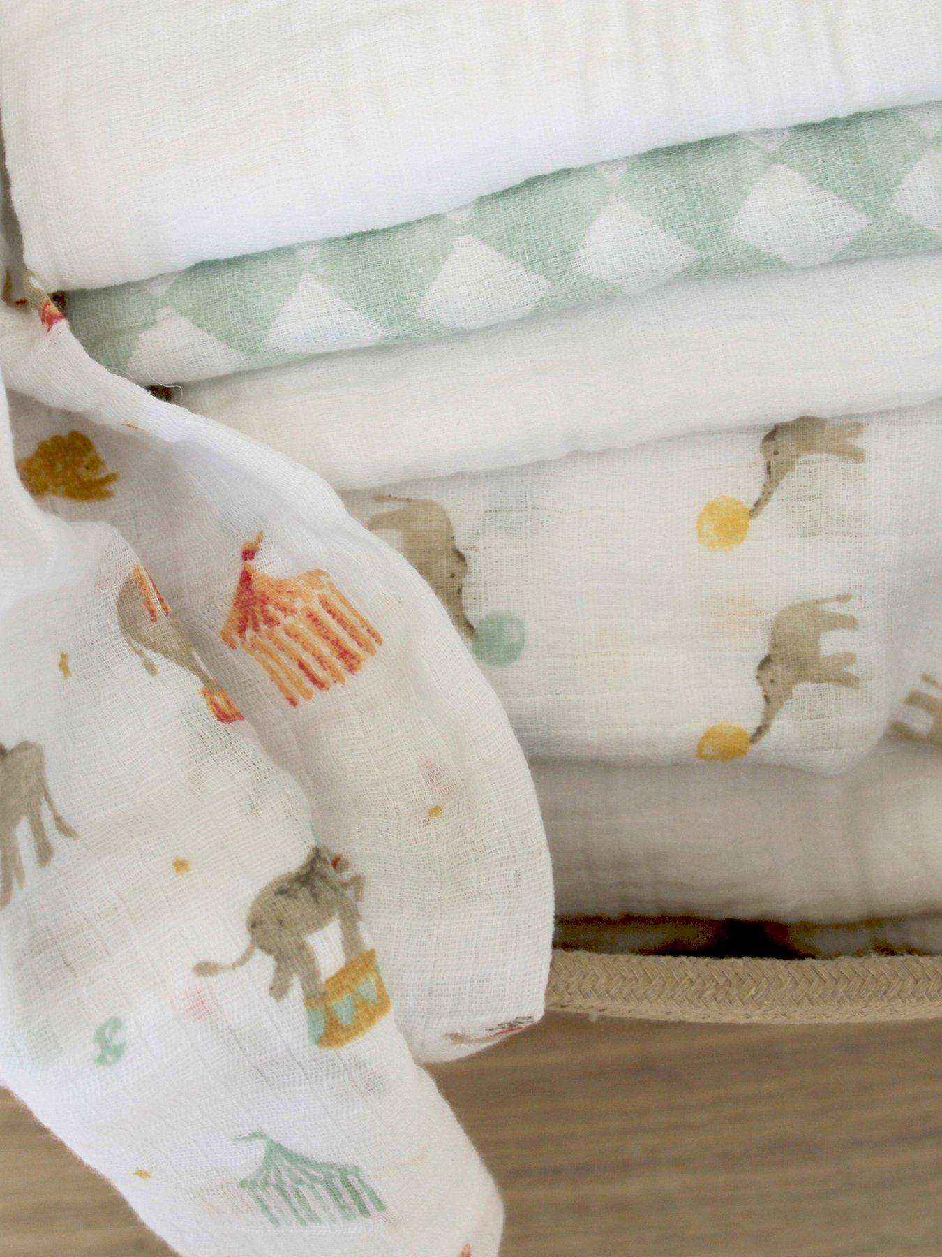 Image 3 of 4 of aden + anais Essential 5 Pack Cotton Muslin Squares - Elephant Circus