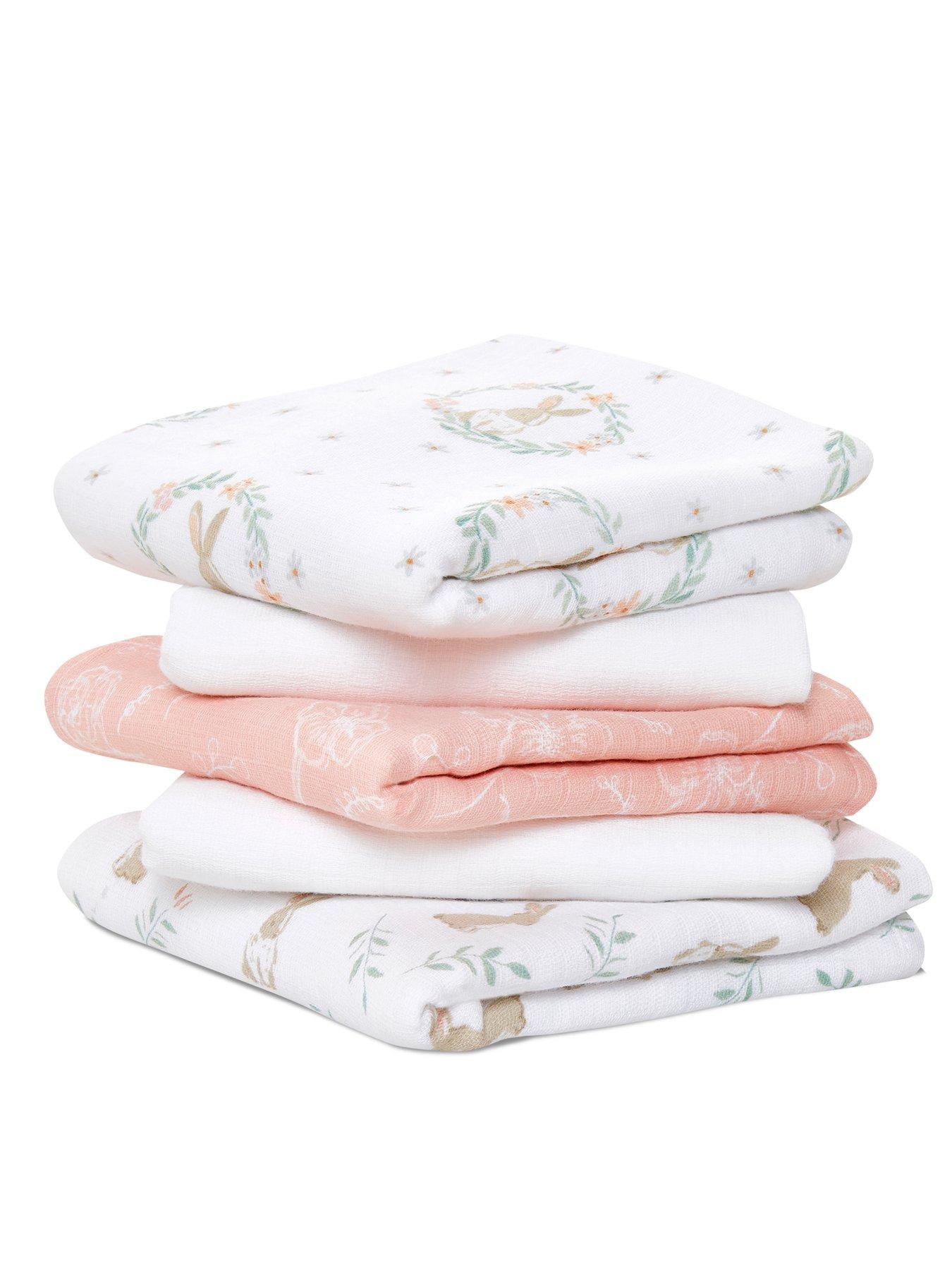 Image 2 of 2 of aden + anais Essential 5 Pack Cotton Muslin Squares -Blushing Bunnies