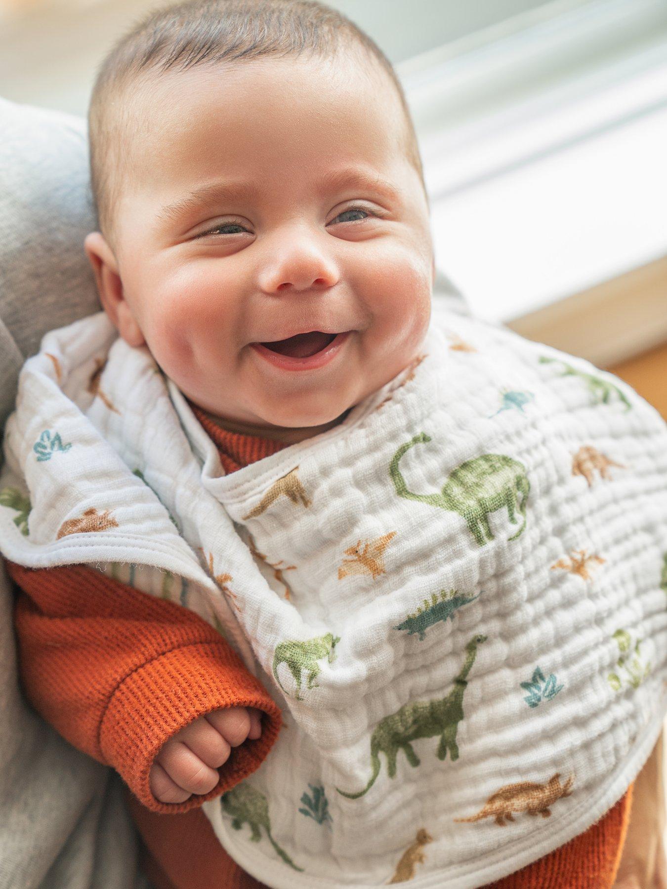 Image 1 of 4 of aden + anais Essentials Cotton Muslin Baby Burpy Bib - Dino Jungle