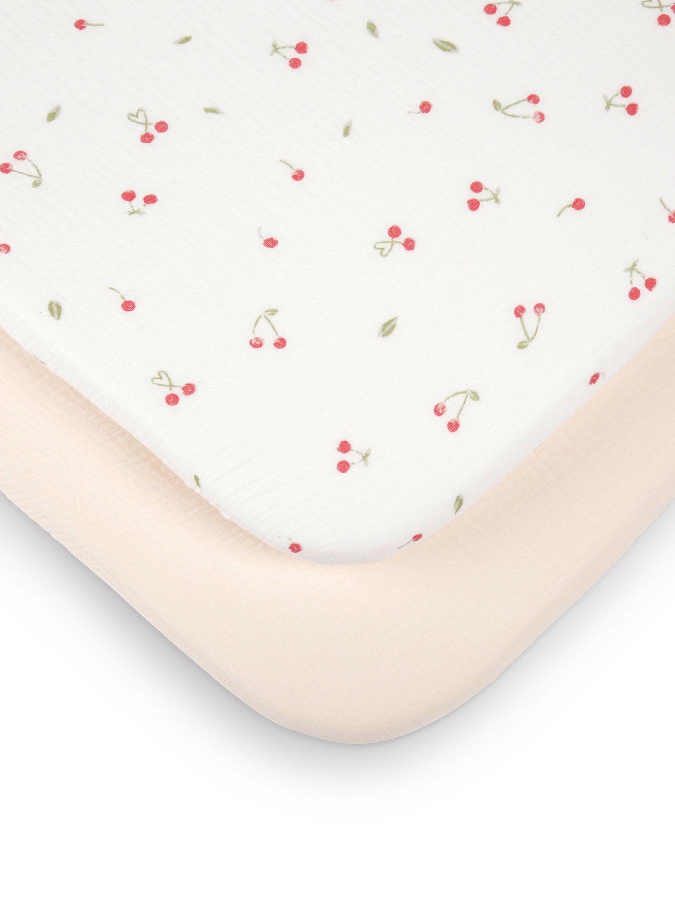 Image 2 of 4 of CuddleCo Universal Crib/ Co Sleeper Sheets 2pk - Ditsy Cherry