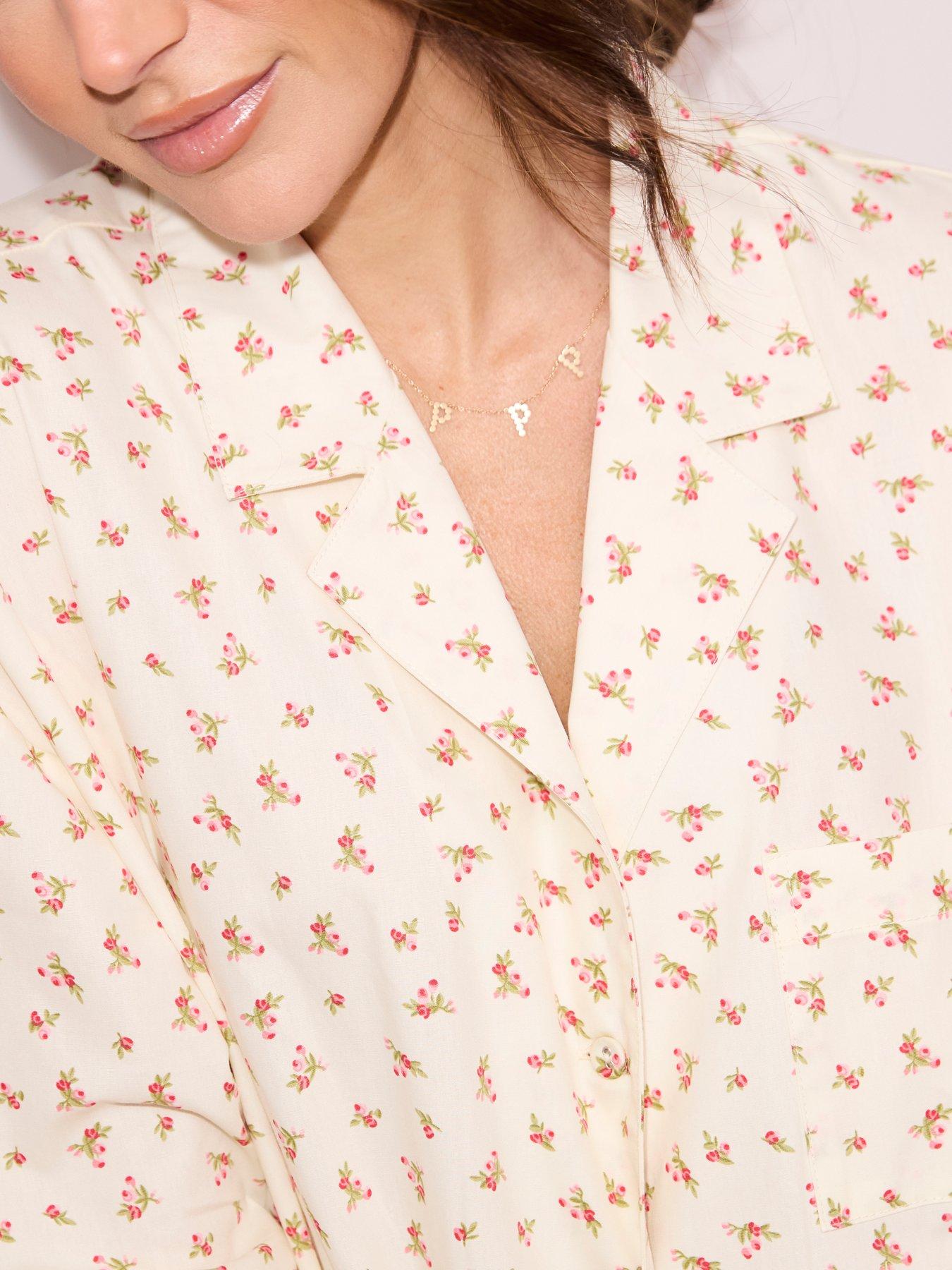 Image 4 of 6 of Michelle Keegan Ditsy Print Revere Cotton&nbsp;Pyjamas - Print