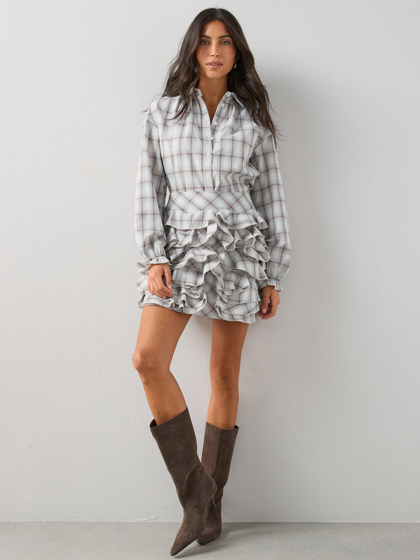 the-very-collection-ruffle-checked-skirt-co-ord-bluefront