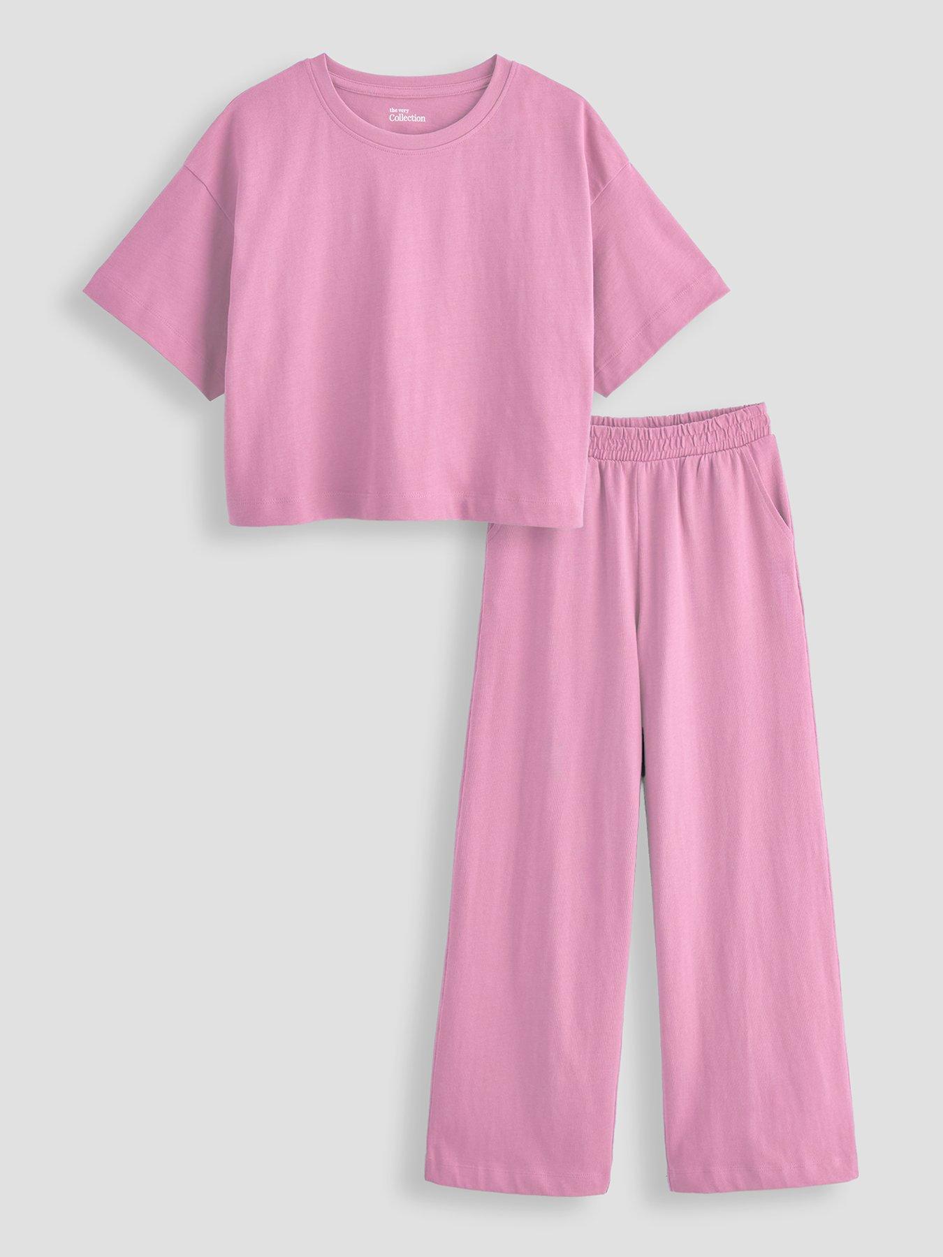 The Very Collection Girls Oversized Boxy Top And Trouser Heavy Weight Jersey Outfit - Pink