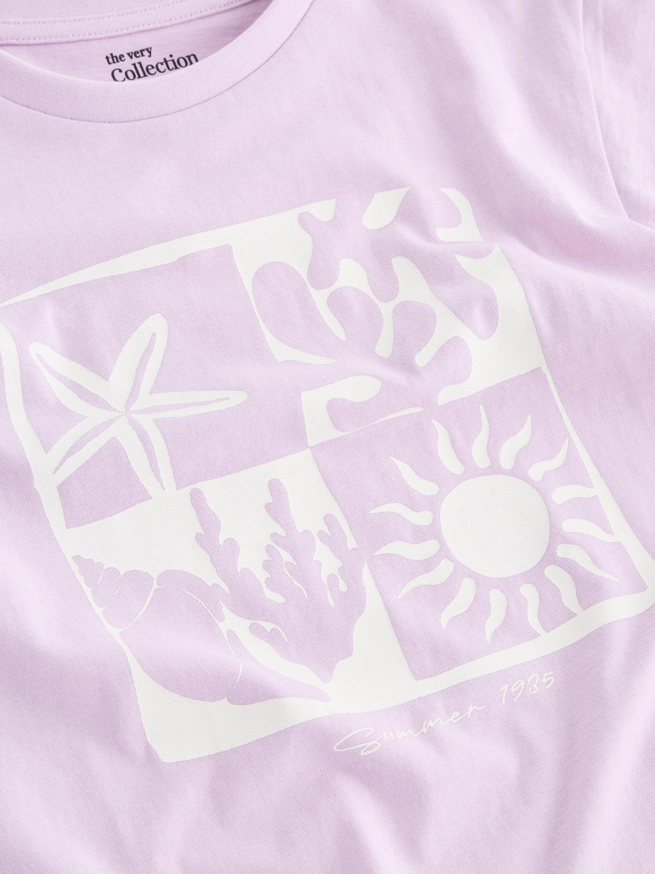 Image 3 of 4 of The Very Collection Girls Short Sleeve T-Shirt Top And Shorts Set - Purple