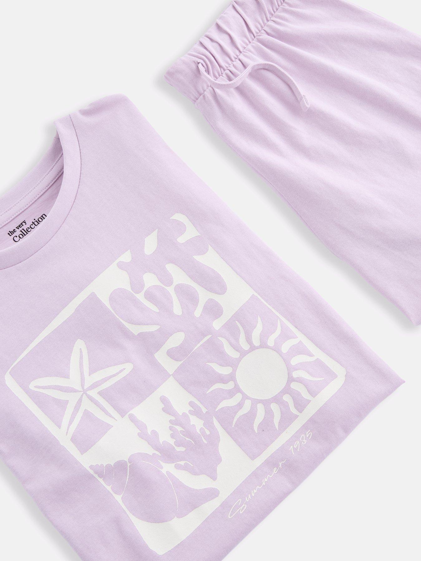 Image 4 of 4 of The Very Collection Girls Short Sleeve T-Shirt Top And Shorts Set - Purple