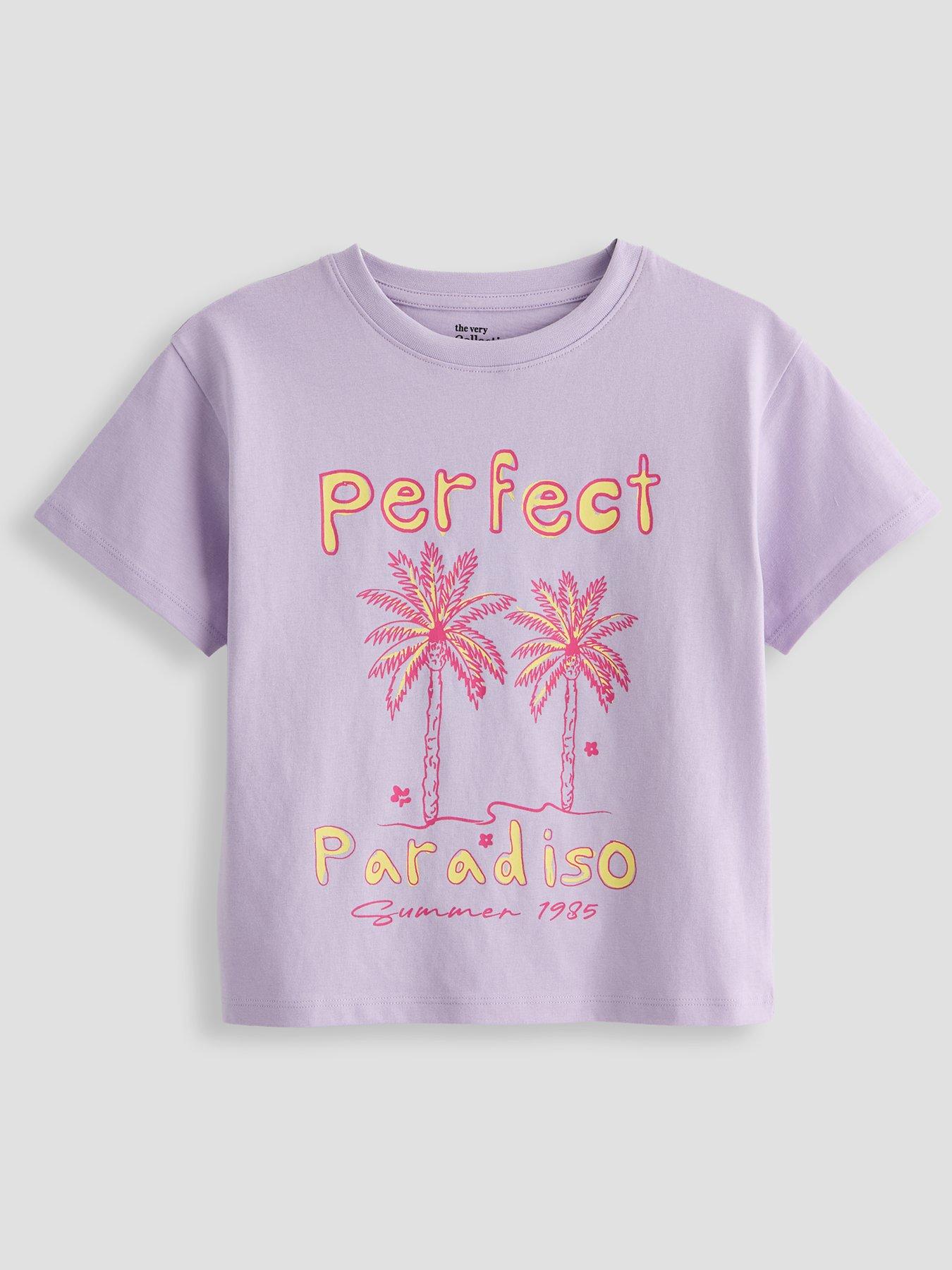 The Very Collection Girls Palm Trees T-shirt - Purple