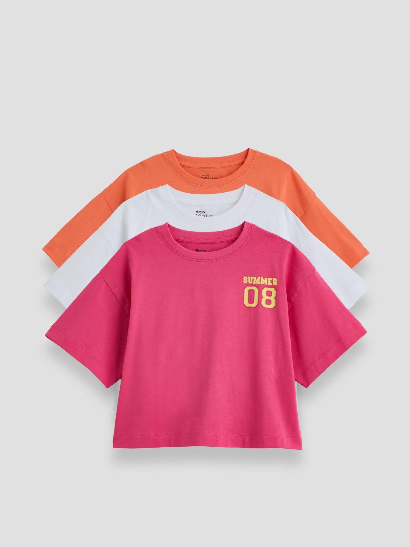 The Very Collection Girls 3 Pack Jersey T-shirts - Multi