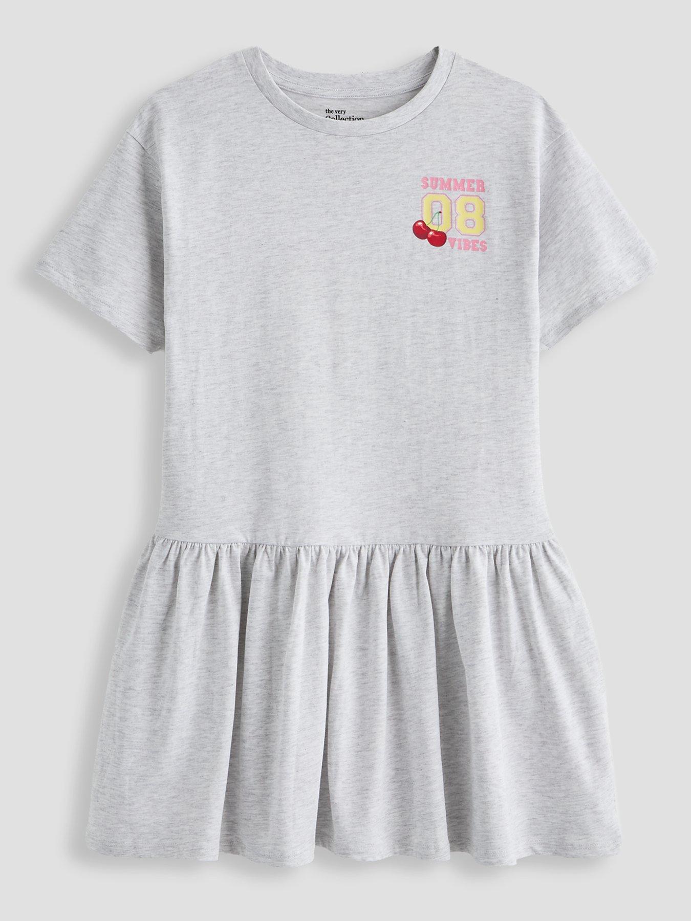 The Very Collection Girls Peplum Hem Dress - Grey