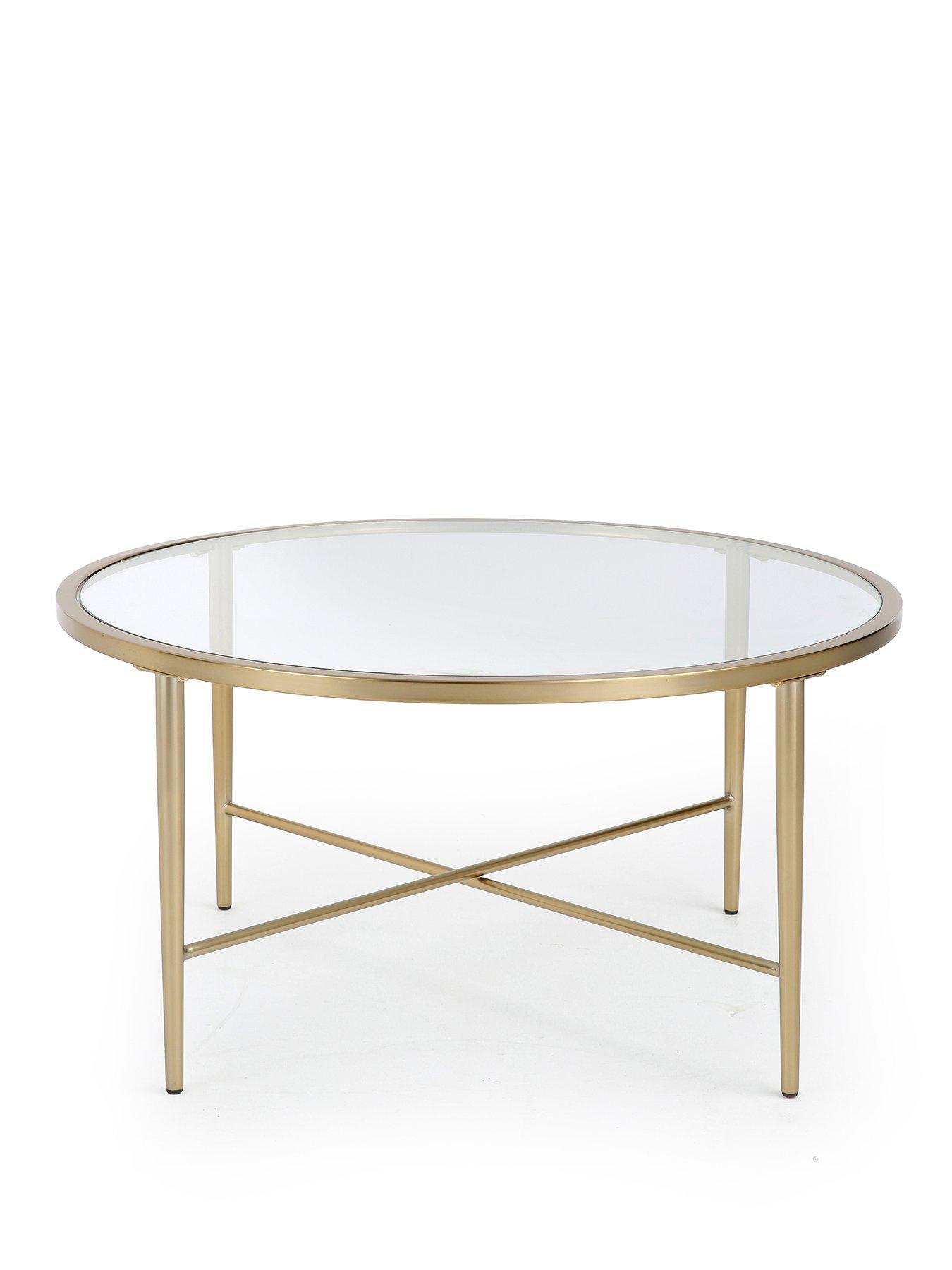 Image 2 of 6 of The Very Collection Link Glass Top&nbsp;Coffee Table - Brass