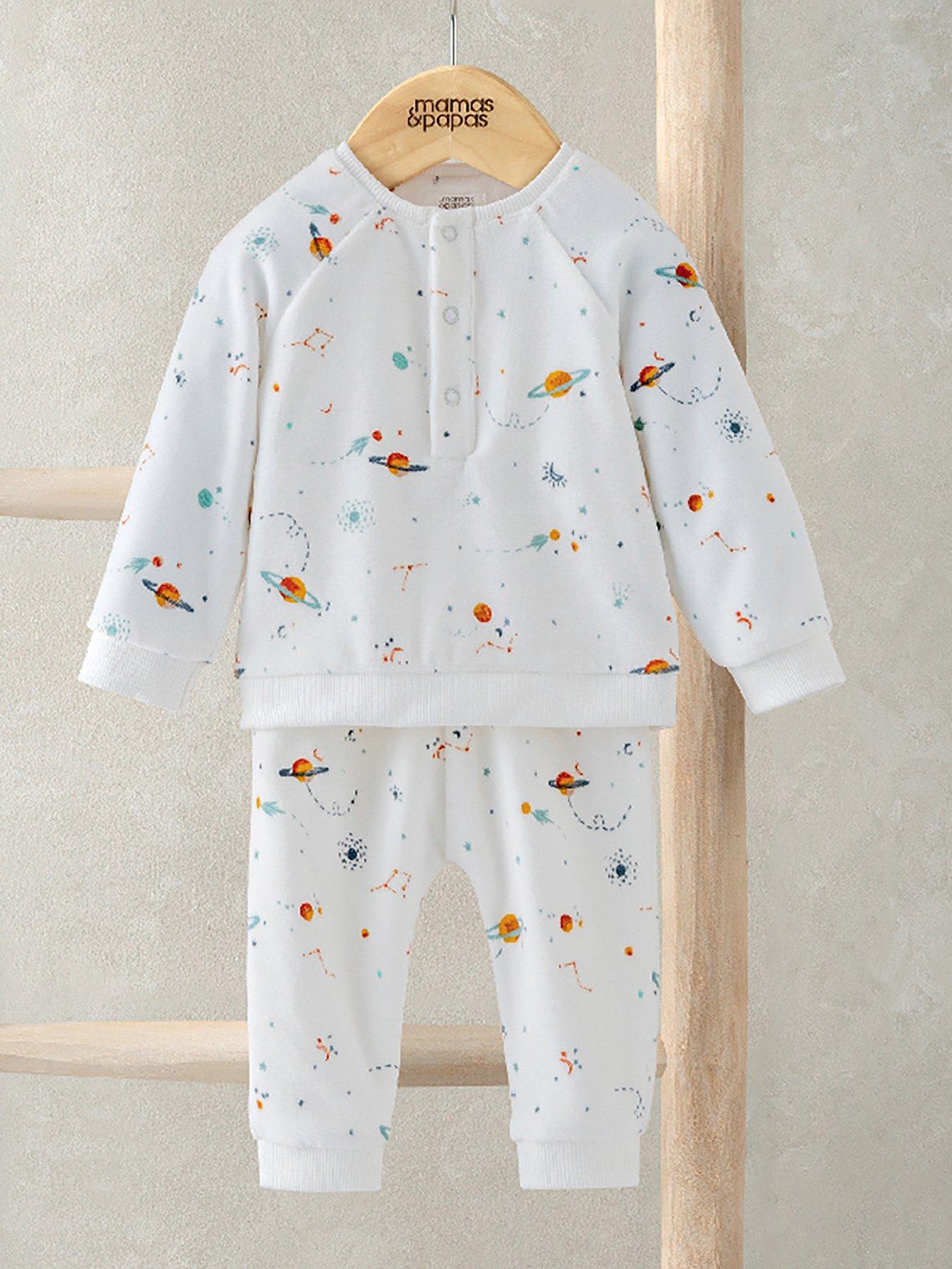 Mamas & Papas Baby Boys Planet Velour Pyjamas - Grey