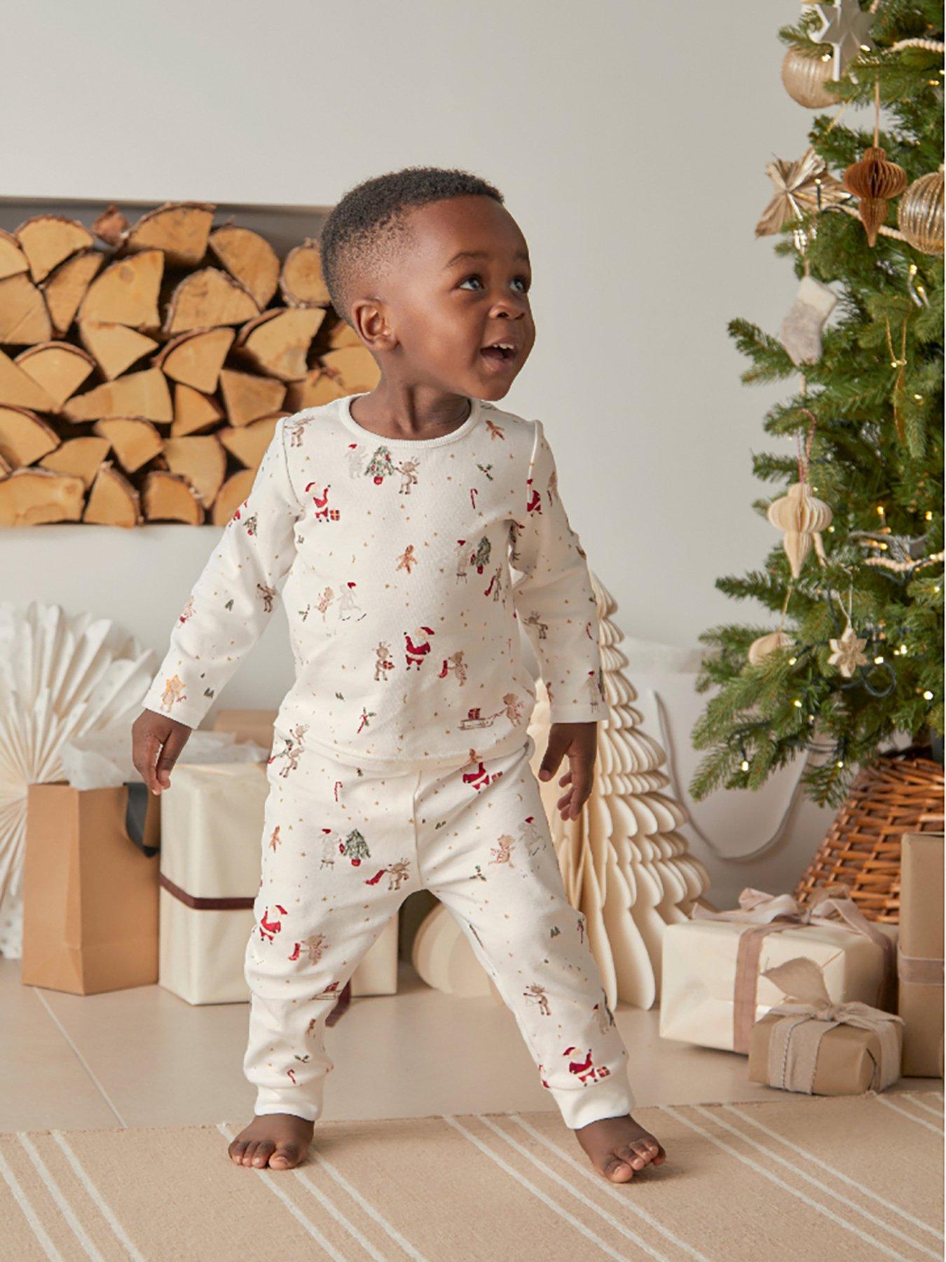 Image 1 of 6 of Mamas & Papas Baby Unisex Night Before Christmas Pyjamas - White